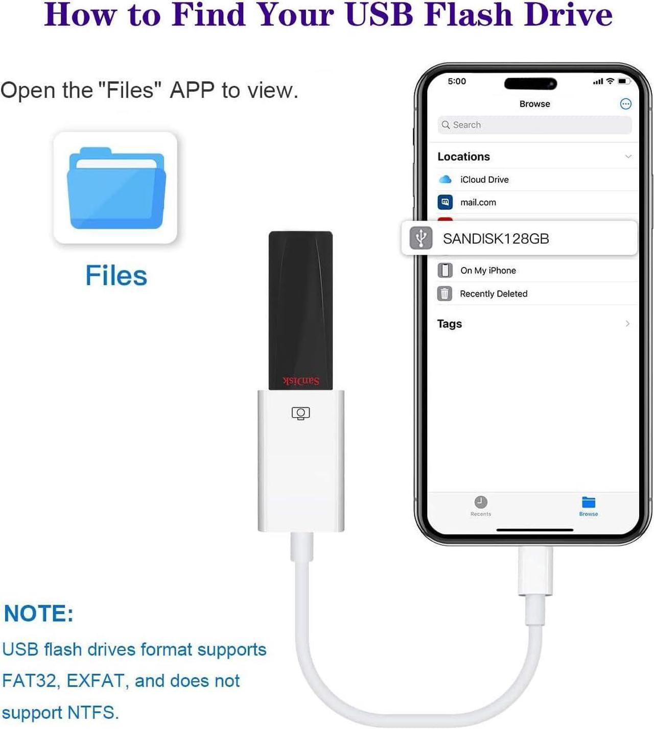 Alt view image 6 of 7 - USB-C to USB Adapter for iPhone 15 Pro Max MacBook Pro Air 2023 iMac iPad Mini Pro  MFi Certified USB OTG Cable Converter Support Camera Card Reader USB Flash Drive MIDI Keyboard (White)