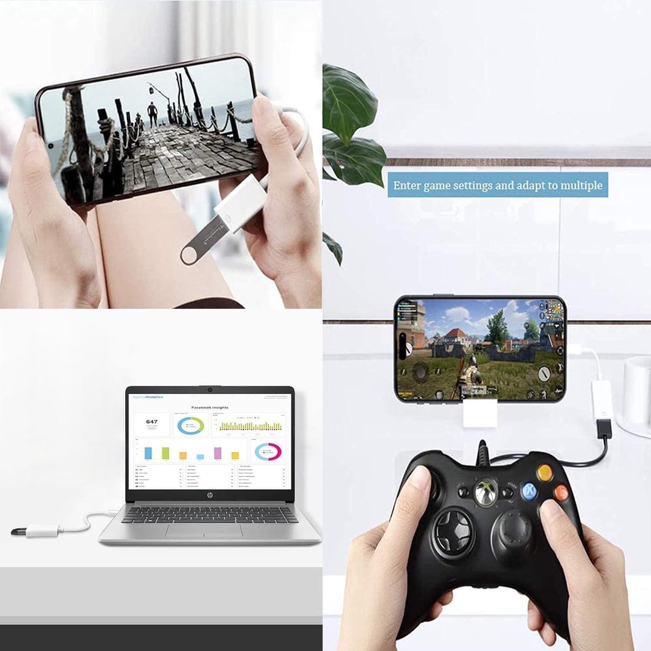 Alt view image 5 of 7 - USB-C to USB Adapter for iPhone 15 Pro Max MacBook Pro Air 2023 iMac iPad Mini Pro  MFi Certified USB OTG Cable Converter Support Camera Card Reader USB Flash Drive MIDI Keyboard (White)
