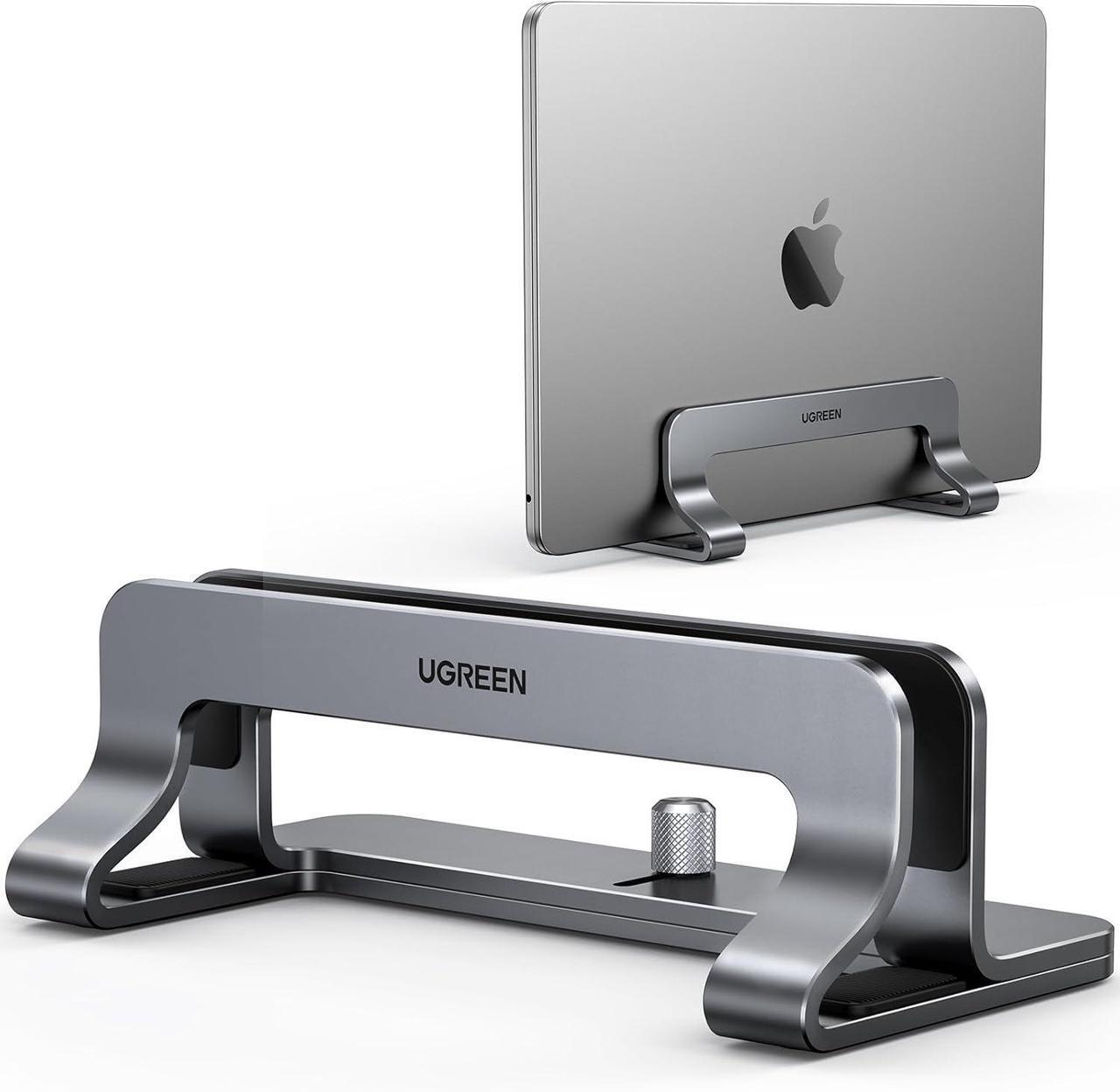 Main image of Vertical Laptop Stand Holder for Desk Compatible with MacBook Pro MacBook Air Stand Vertical Aluminum Adjustable for Up to 17.3 Inch Gaming Laptop Gray
