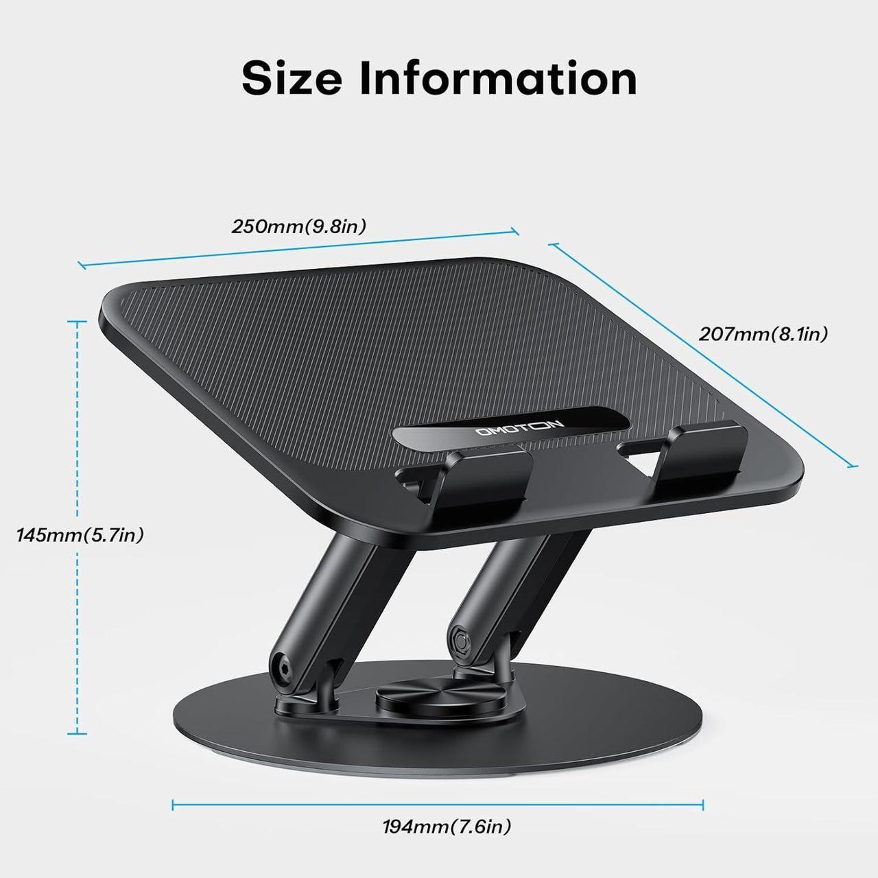 Alt view image 3 of 7 - Laptop Stand for Desk with 360 Rotating Base Ergonomic Laptop Riser for Collaborative Work Easy Storage Fits MacBook/All Laptops up to 15 inches Black