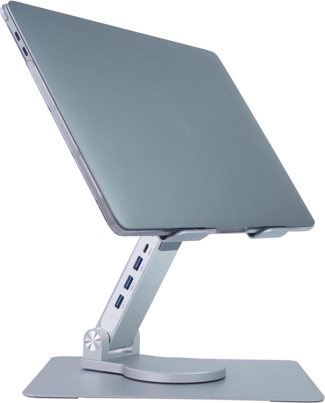 Main image of Vanlis Adjustable Laptop Stand with 360 Rotating Base Foldable Ergonomic Laptop Riser for Desk Swivel Computer Stand for Laptop or Tablet Metal Laptop Holder  Collapsible Fits 13-17 MacBook