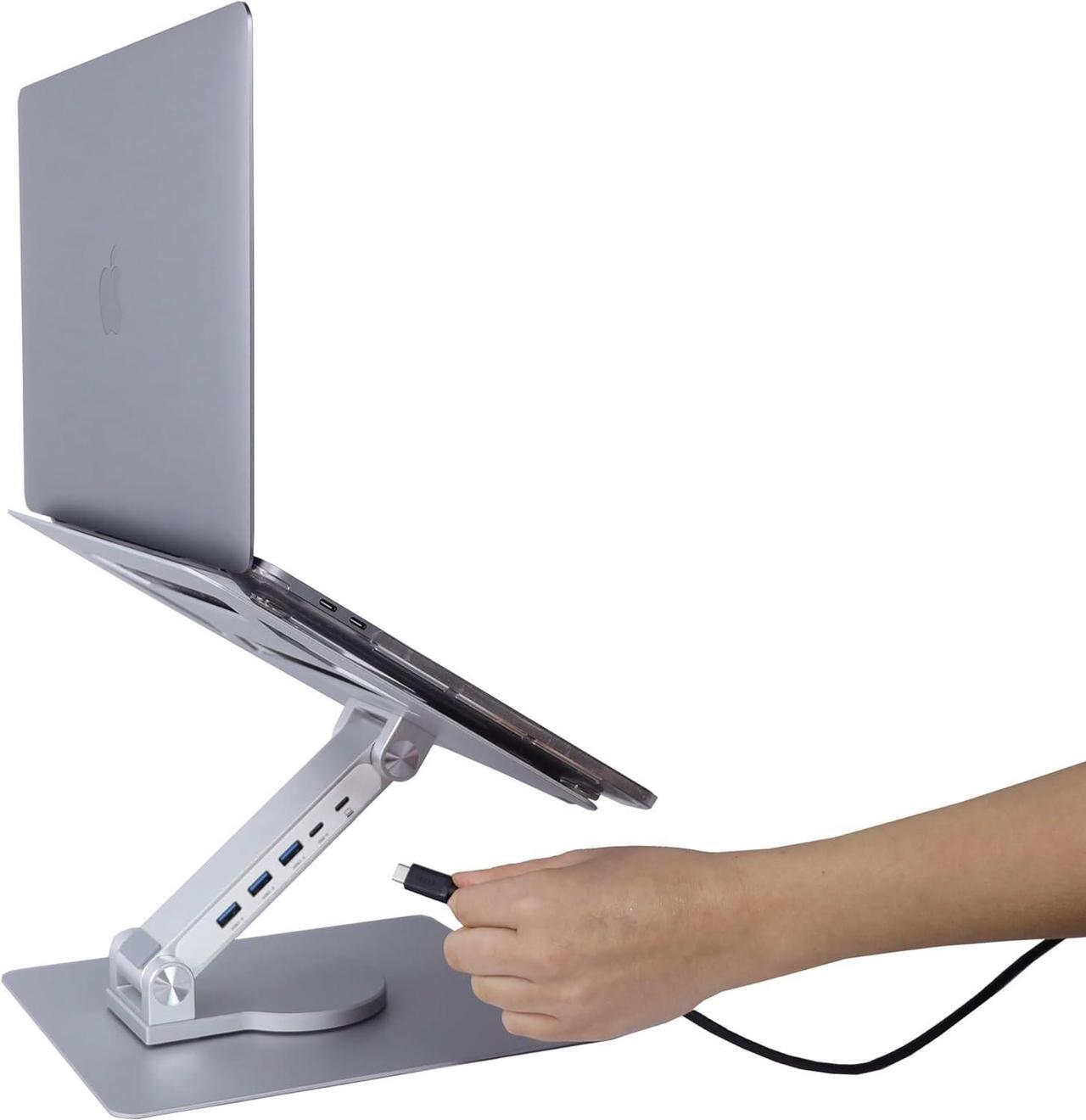 Alt view image 2 of 7 - Vanlis Adjustable Laptop Stand with 360 Rotating Base Foldable Ergonomic Laptop Riser for Desk Swivel Computer Stand for Laptop or Tablet Metal Laptop Holder  Collapsible Fits 13-17 MacBook