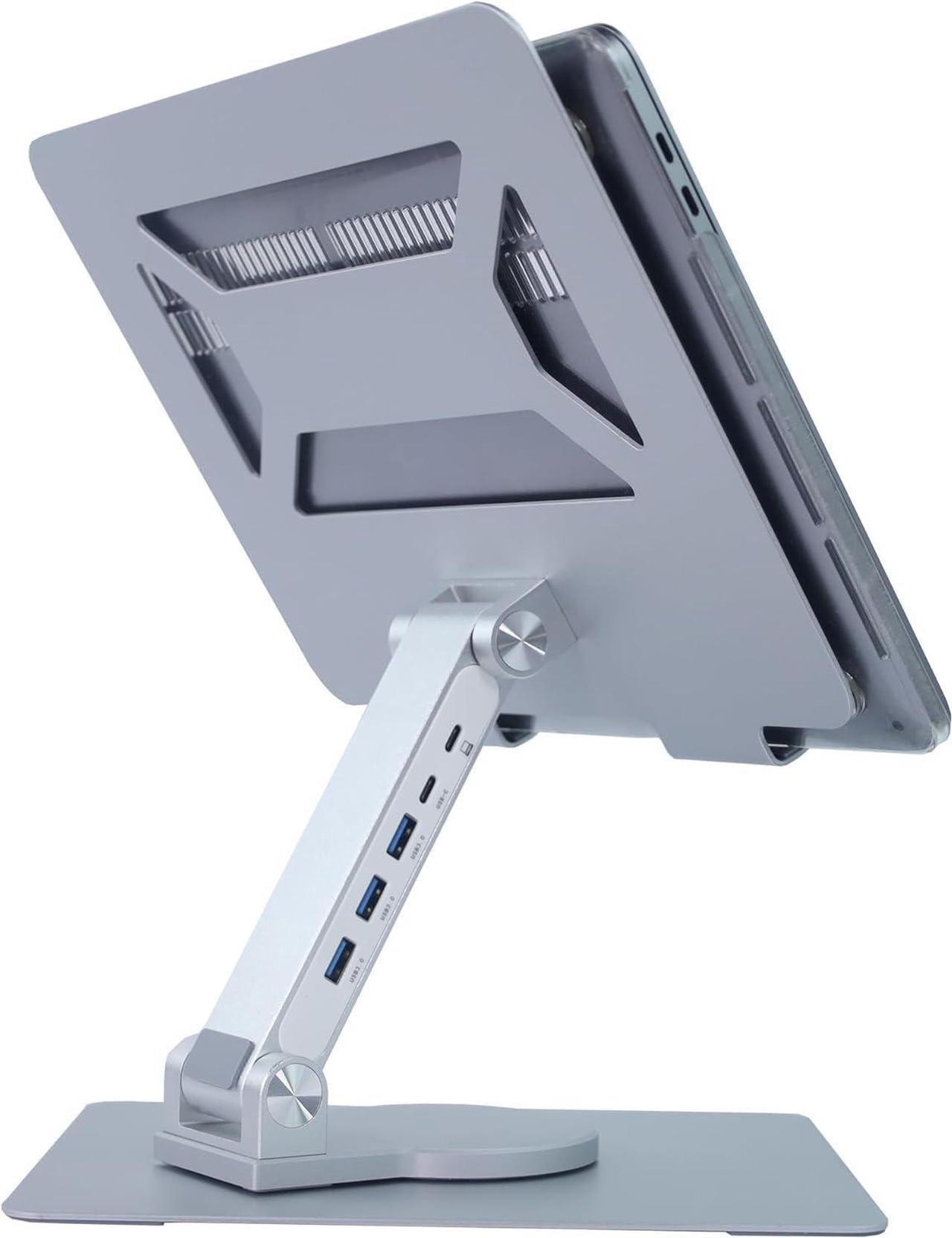 Alt view image 3 of 7 - Vanlis Adjustable Laptop Stand with 360 Rotating Base Foldable Ergonomic Laptop Riser for Desk Swivel Computer Stand for Laptop or Tablet Metal Laptop Holder  Collapsible Fits 13-17 MacBook