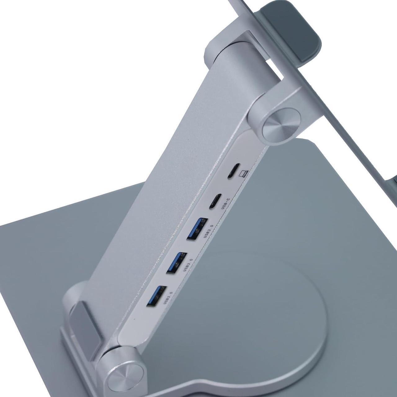 Alt view image 4 of 7 - Vanlis Adjustable Laptop Stand with 360 Rotating Base Foldable Ergonomic Laptop Riser for Desk Swivel Computer Stand for Laptop or Tablet Metal Laptop Holder  Collapsible Fits 13-17 MacBook