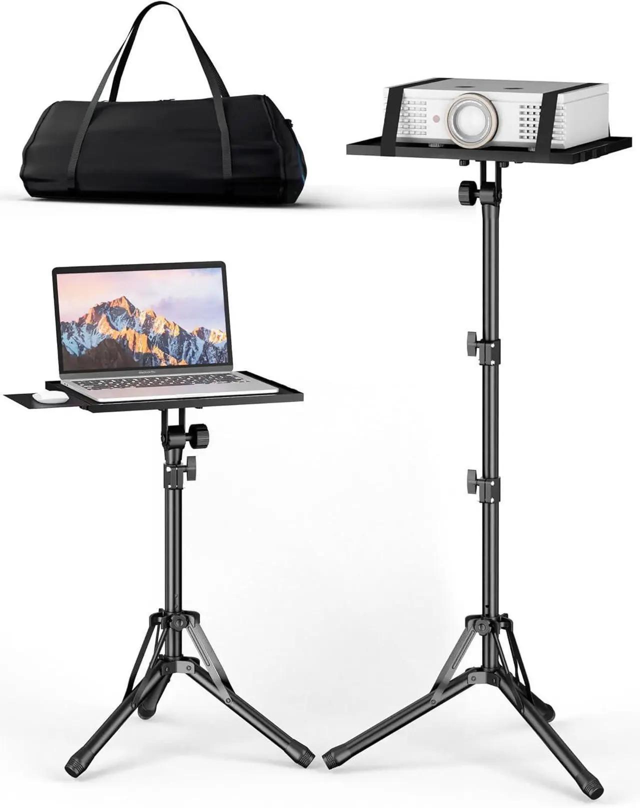 Main image of Projector Stand Tripod Adjustable Height 26 to 56 Foldable Laptop Tripod Stand with Mouse Tray Portable Laptop Floor Stand with Carrying Bag Stable Podium Stand for Office Home Stage Studio DJ
