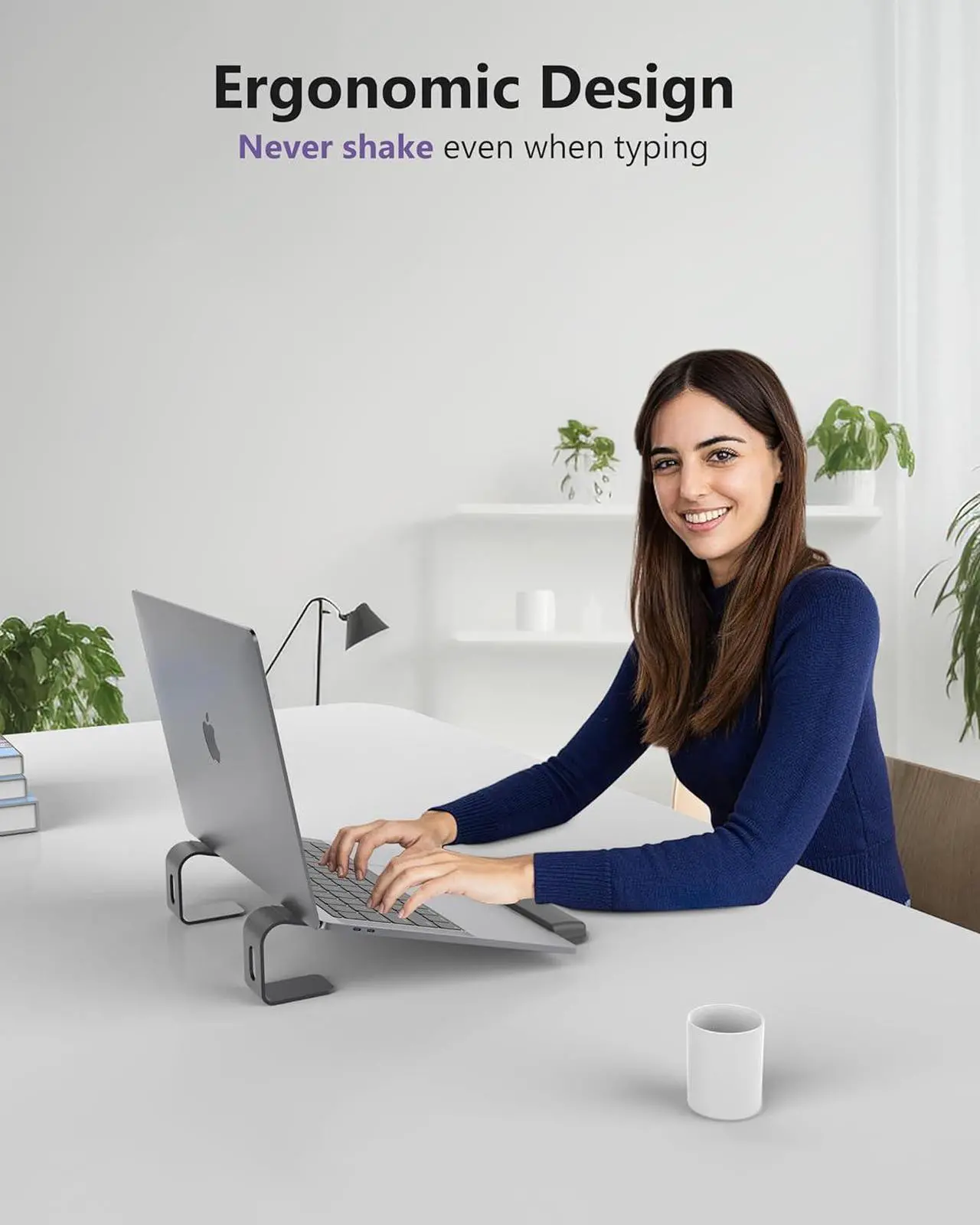 Alt view image 6 of 6 - Ergonomic Laptop Stand for Desk, Ergonomic Computer Stand with Wrist Rest, Aluminum Portable Laptop Stands Holder Mount for MacBook Air Pro, All 10-17" Laptop, Black