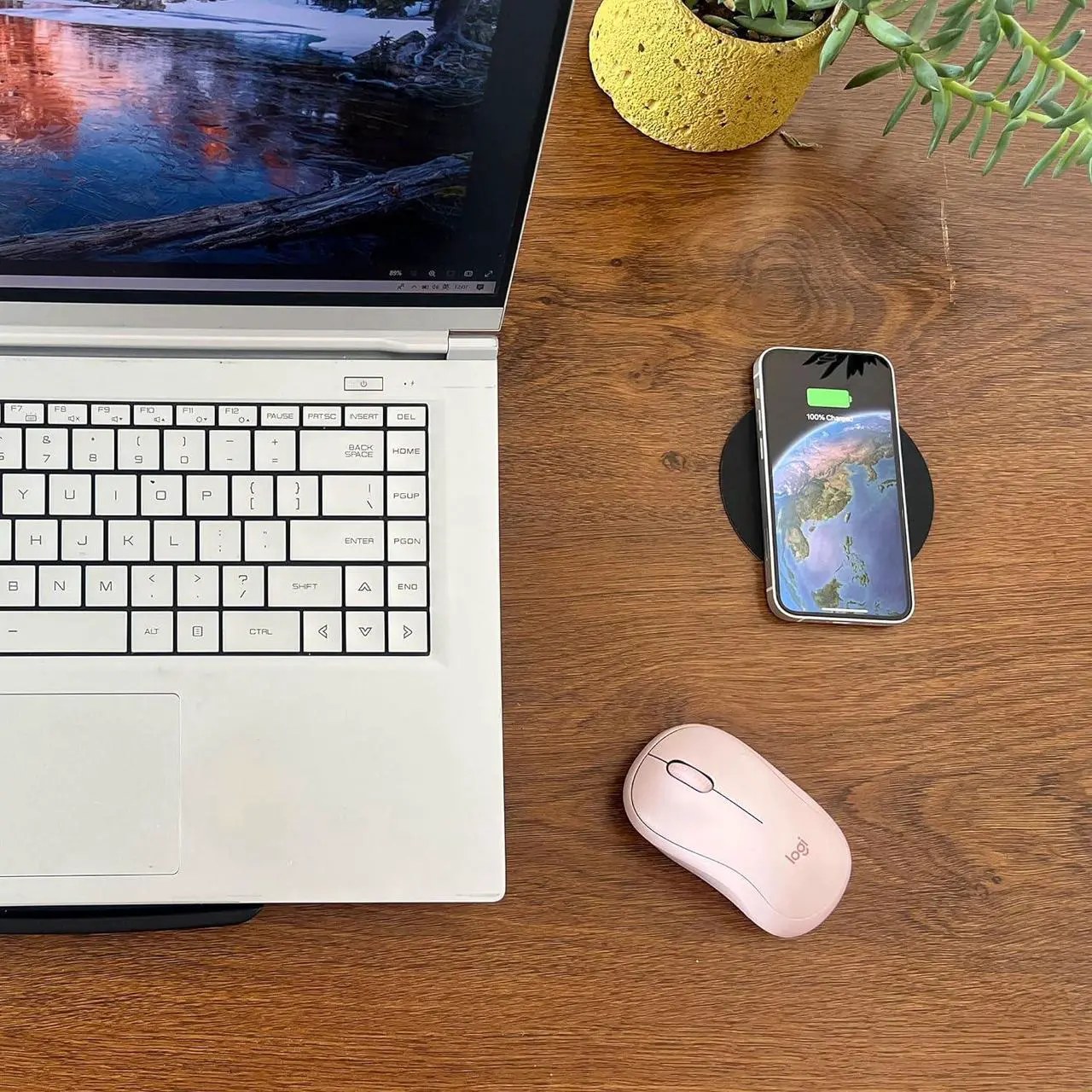 Alt view image 2 of 4 - 40MM Magnetic Invisible Wireless Charger Under Desk 15W Furniture Wireless Charging Pad for Magsafe iPhone 15/14 (with PD Adapter) (Magsafe Desk Sticker Coil Included)