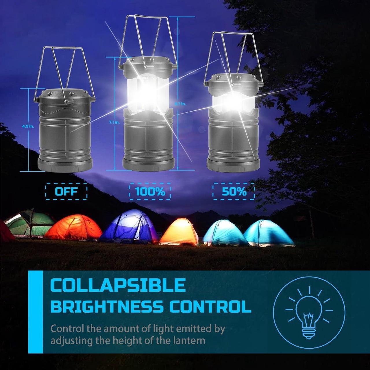 Alt view image 4 of 7 - LED Camping Lantern 4 Pack Battery Powered Flashlight for Power Outages Portable Collapsible Hanging Light Essential for Home Outdoor Emergency Lamp Survival Kit Gear for Hurricane Gray