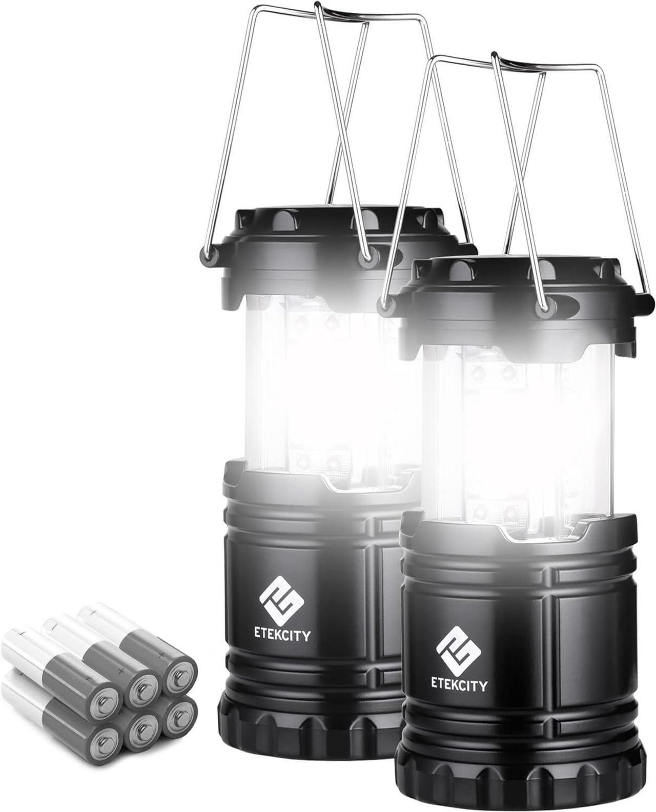 Main image of Lantern Camping Essentials Lights Led Flashlight for Power Outages Tent Lights for Emergency Survival Gear and Supplies for Hurricane Battery Operated Lamp 2 Pack Black