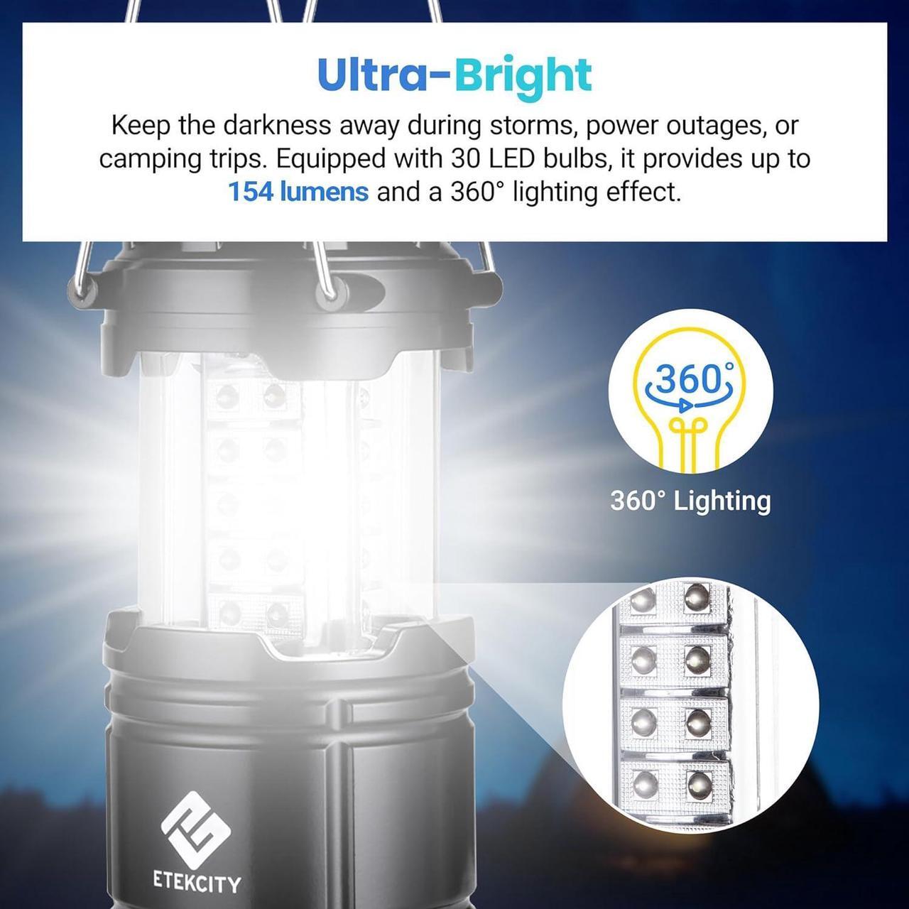 Alt view image 2 of 7 - Lantern Camping Essentials Lights Led Flashlight for Power Outages Tent Lights for Emergency Survival Gear and Supplies for Hurricane Battery Operated Lamp 2 Pack Black