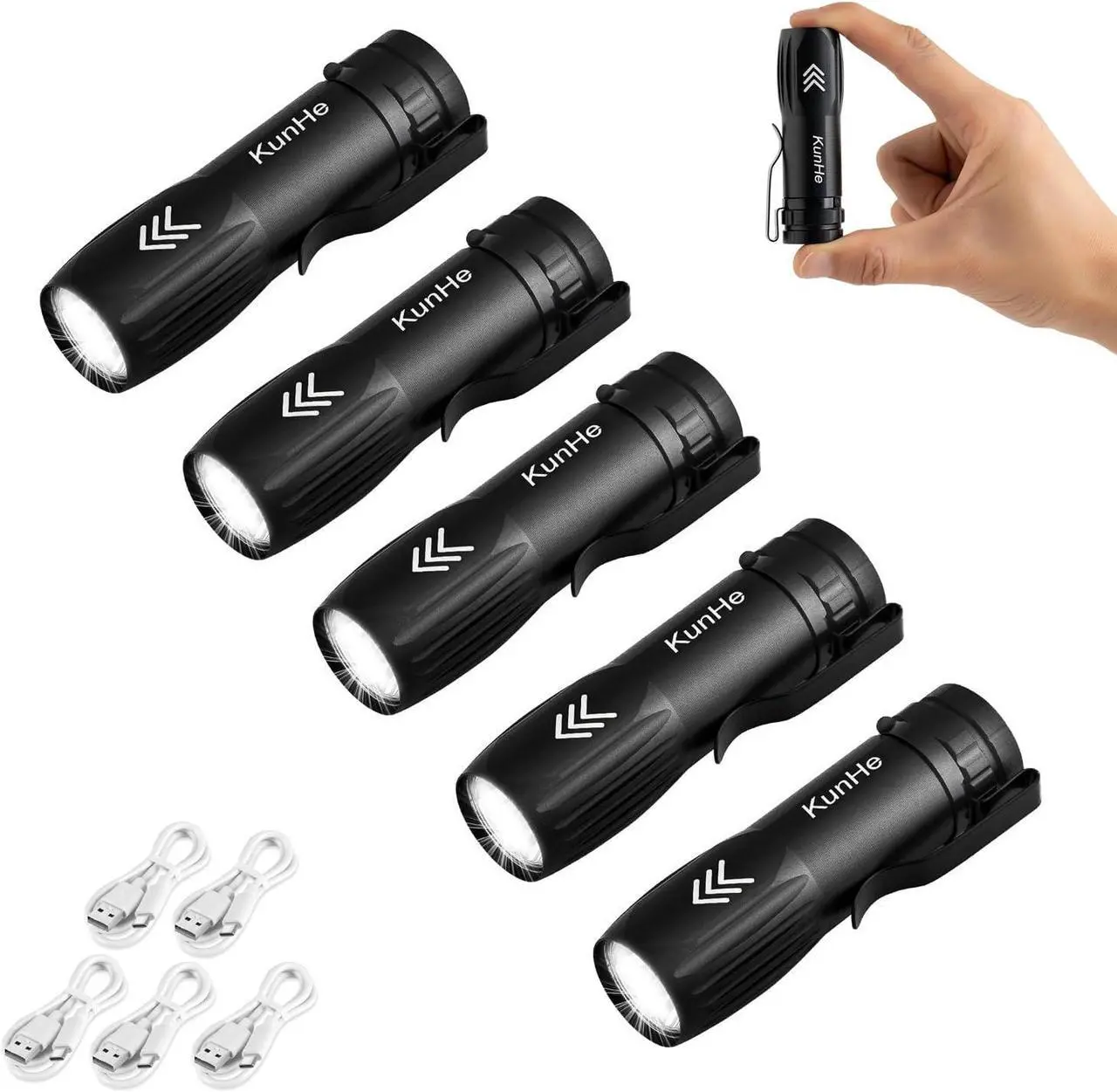 Main image of Small Rechargeable Flashlights Mini LED Pocket Flashlight Battery Operated Bulk Flash Light Clip for Home EDC Stocking Stuffers for Men Adults 5 Pack