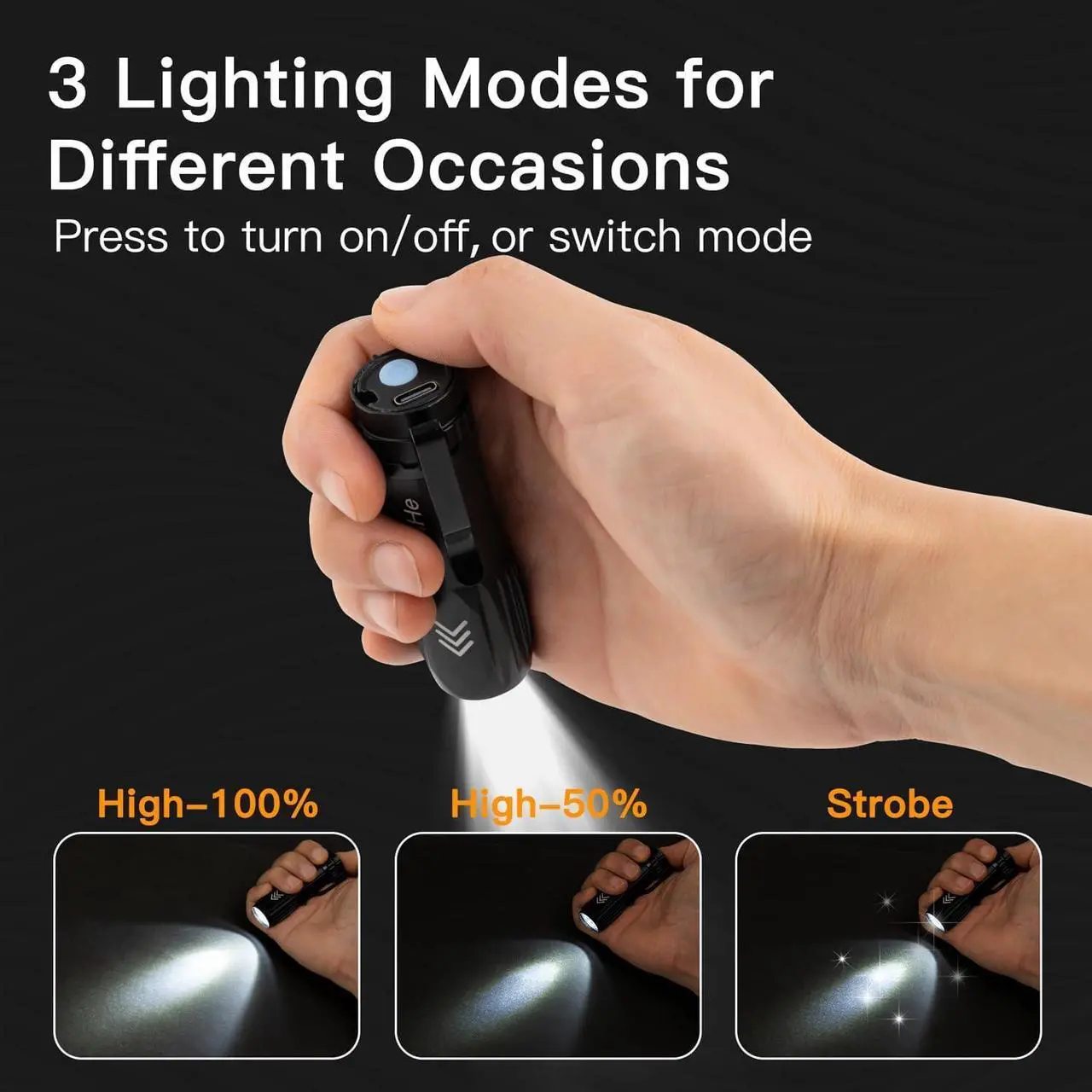 Alt view image 5 of 7 - Small Rechargeable Flashlights Mini LED Pocket Flashlight Battery Operated Bulk Flash Light Clip for Home EDC Stocking Stuffers for Men Adults 5 Pack