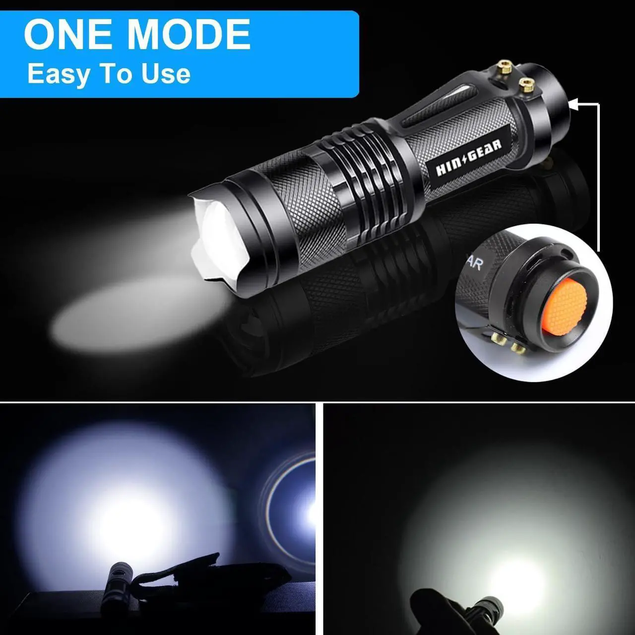Alt view image 2 of 6 - 4 Pack Small Mini Flashlight LED Single Mode Light 1 Mode Flashlight Aluminum Zoomable Focus Water Resistant Handheld Flash Light for Camping Outdoor Home Use Gift