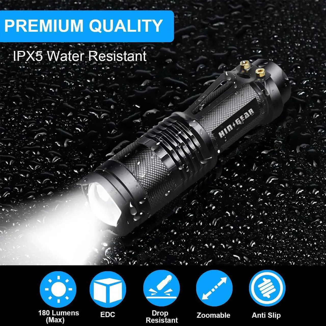Alt view image 4 of 6 - 4 Pack Small Mini Flashlight LED Single Mode Light 1 Mode Flashlight Aluminum Zoomable Focus Water Resistant Handheld Flash Light for Camping Outdoor Home Use Gift