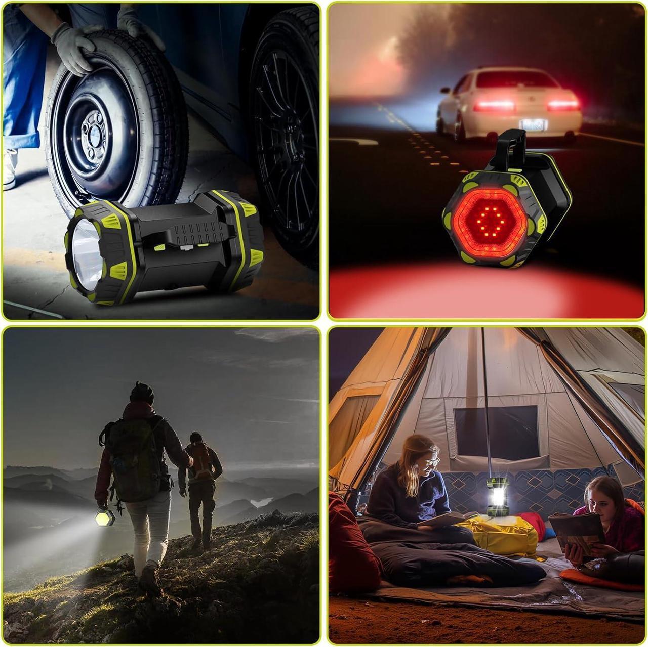 Alt view image 6 of 7 - 2 Pack Camping Lantern Rechargeable LED Camping Flashlight 4800 Capacity 8 Modes Portable Camping Light for Emergency Hurricane Hiking Power Outages Camping Essentials
