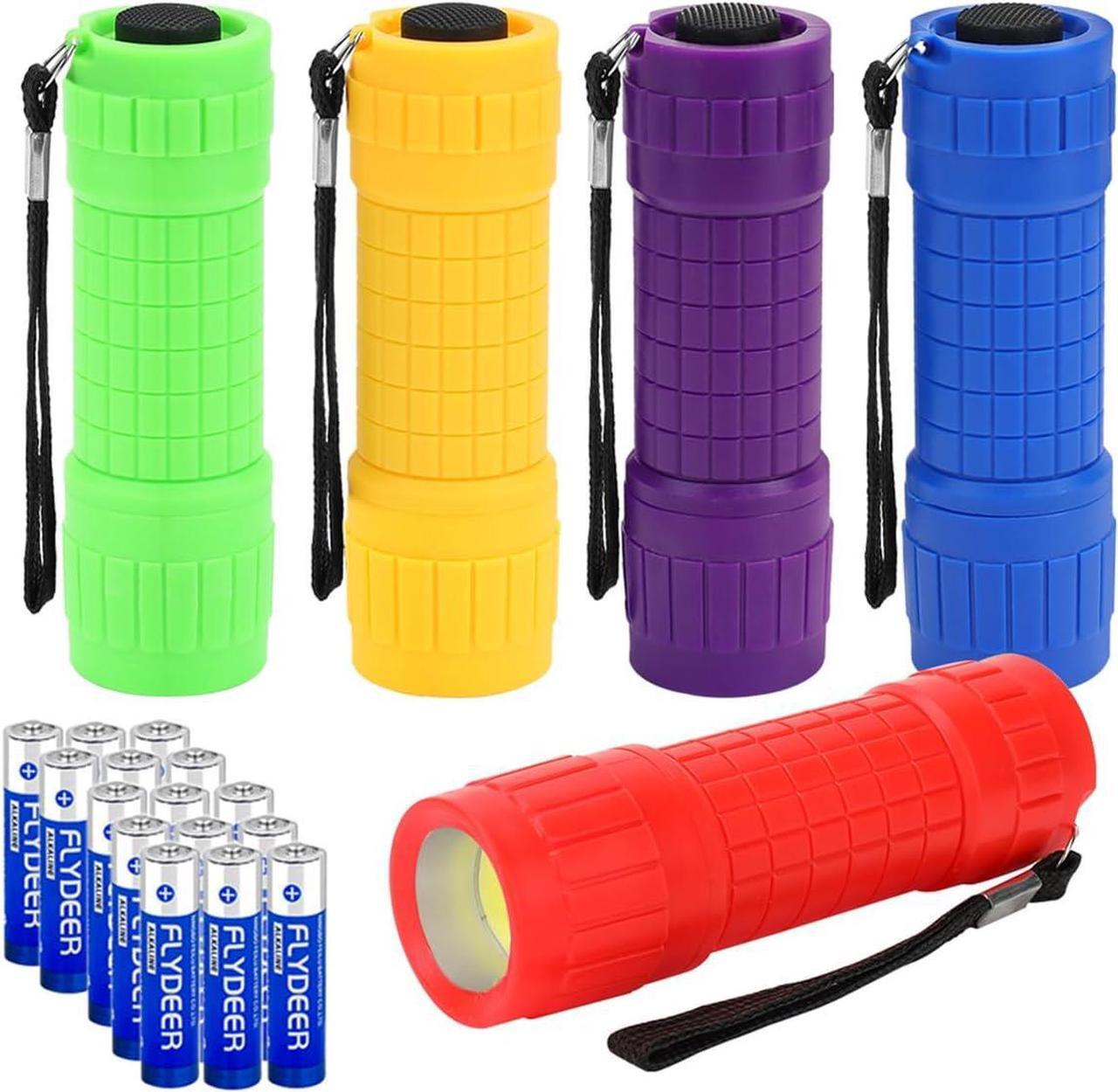 Main image of 5 Pack Plastic Small Mini LED Flashlight COB Flashlights for Kids 100 Lumen with Batteries High CRI for Bright Flash Light Christmas Gifts Stocking Stuffers