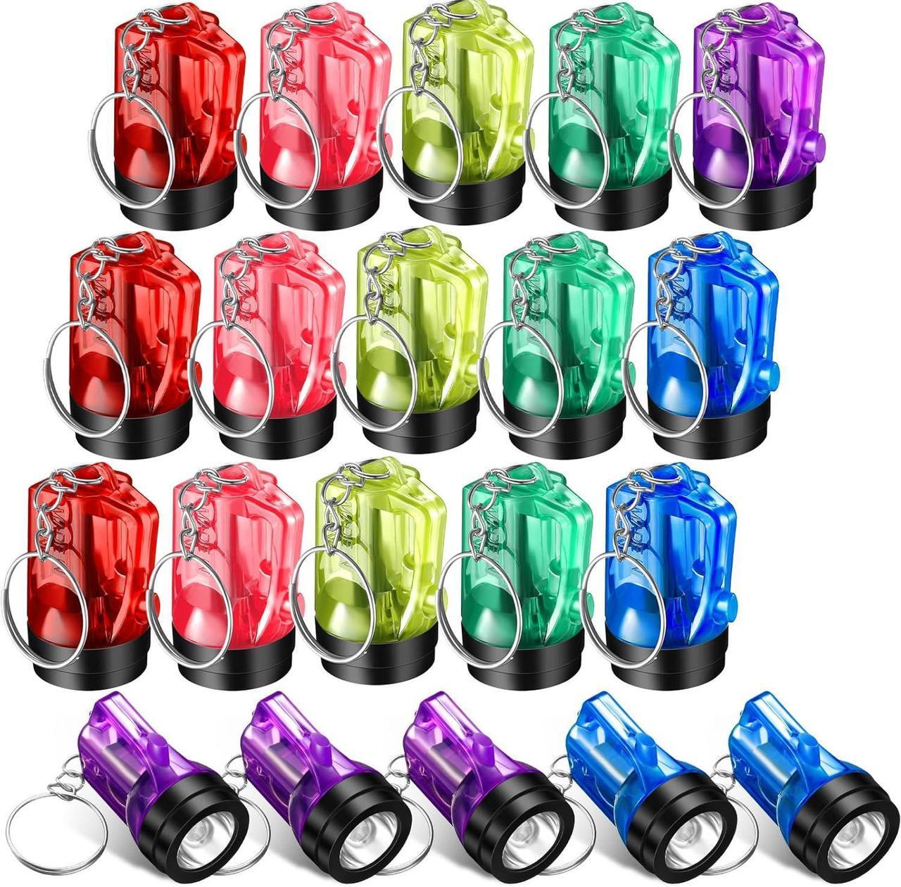 Main image of 20 Pcs Mini Flashlight Keychains Bulk Plastic Portable Handheld LED Key Chains for Birthday Party Favors(Assorted Colors)