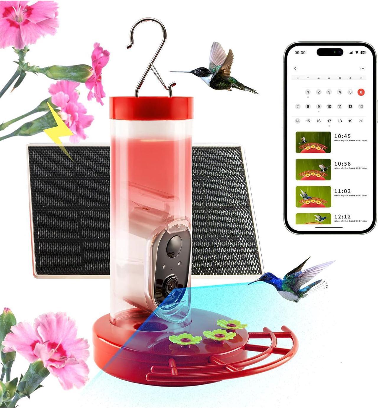 Main image of Smart Bird Feeder with Camera Smart Hummingbird Feeder AI Identify Cloud Storage CCPA Data Protection Unique Bee & Ant Proof Design Google Login Idea Gift for Family Friends (20 Ounces)