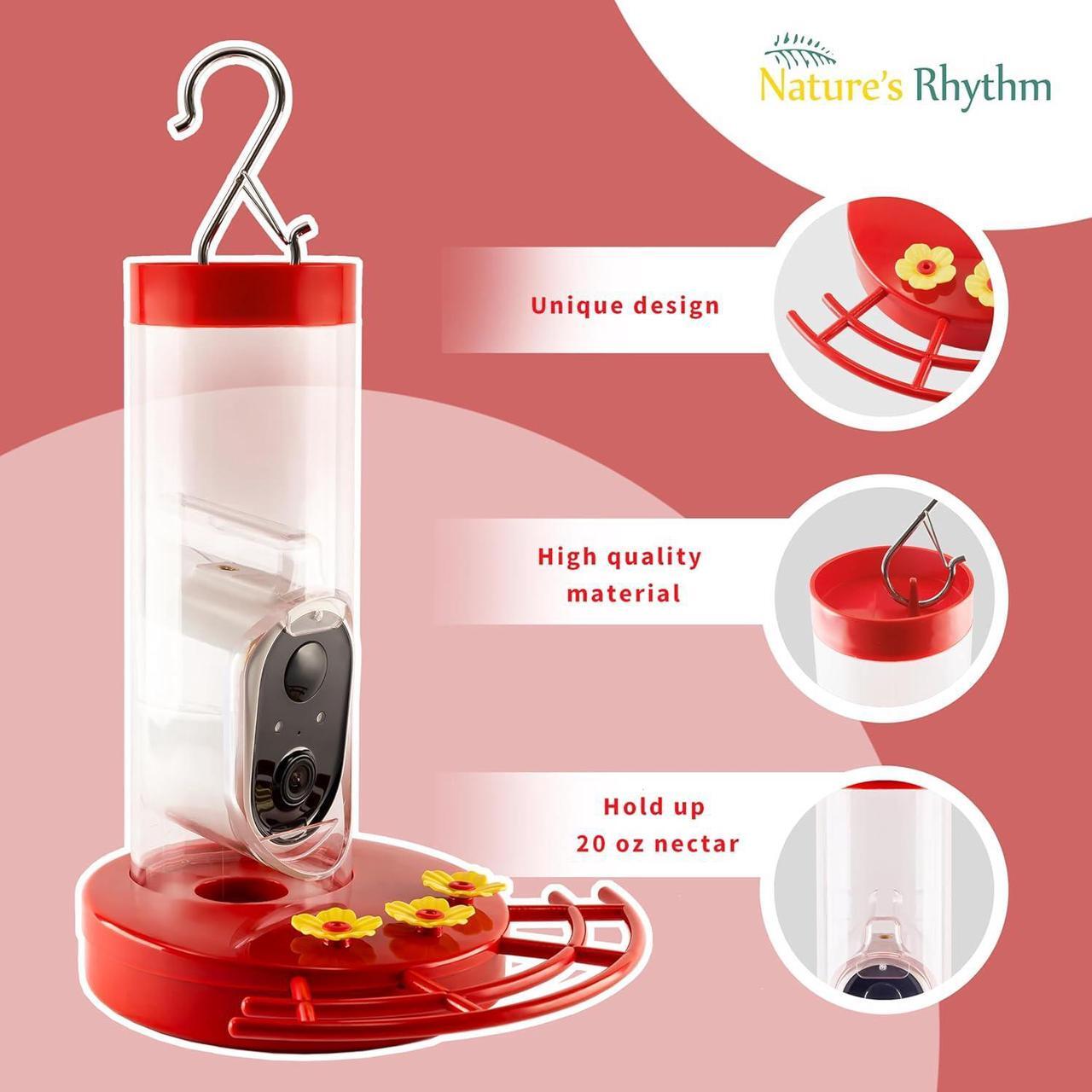 Alt view image 4 of 7 - Smart Bird Feeder with Camera Smart Hummingbird Feeder AI Identify Cloud Storage CCPA Data Protection Unique Bee & Ant Proof Design Google Login Idea Gift for Family Friends (20 Ounces)
