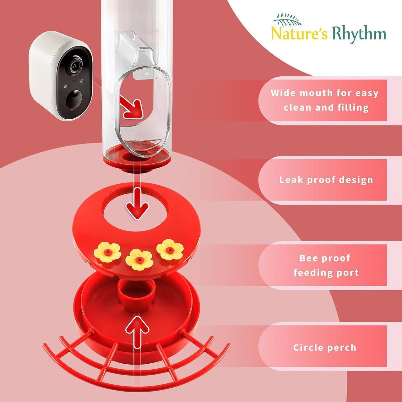 Alt view image 5 of 7 - Smart Bird Feeder with Camera Smart Hummingbird Feeder AI Identify Cloud Storage CCPA Data Protection Unique Bee & Ant Proof Design Google Login Idea Gift for Family Friends (20 Ounces)