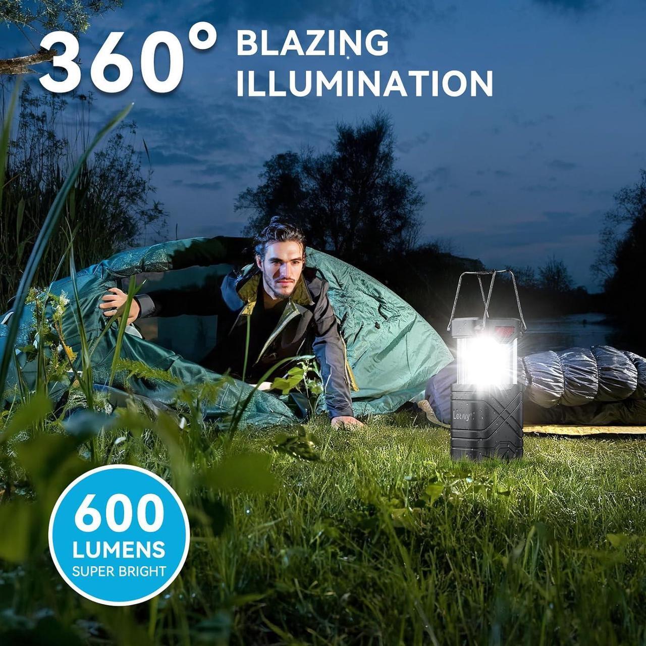 Alt view image 7 of 7 - 4 Pack Camping Lantern Rechargeable LED Lanterns Solar Lantern Battery Powered Hurricane Lantern Flashlights with 3 Powered Ways & USB Cable for Emergency Power Outage Hurricane Supplies