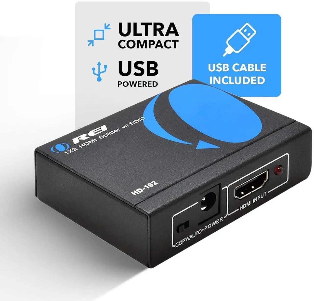 Alt view image 5 of 7 - HDMI Splitter 1 in 2 Out - For TV Mirror Only - Not for Multi Monitors No HDCP bypass USB Powered No Adapter Included 1080P@60Hz & 4K@30Hz Resolutions C HDMI Splitter (HD-102)