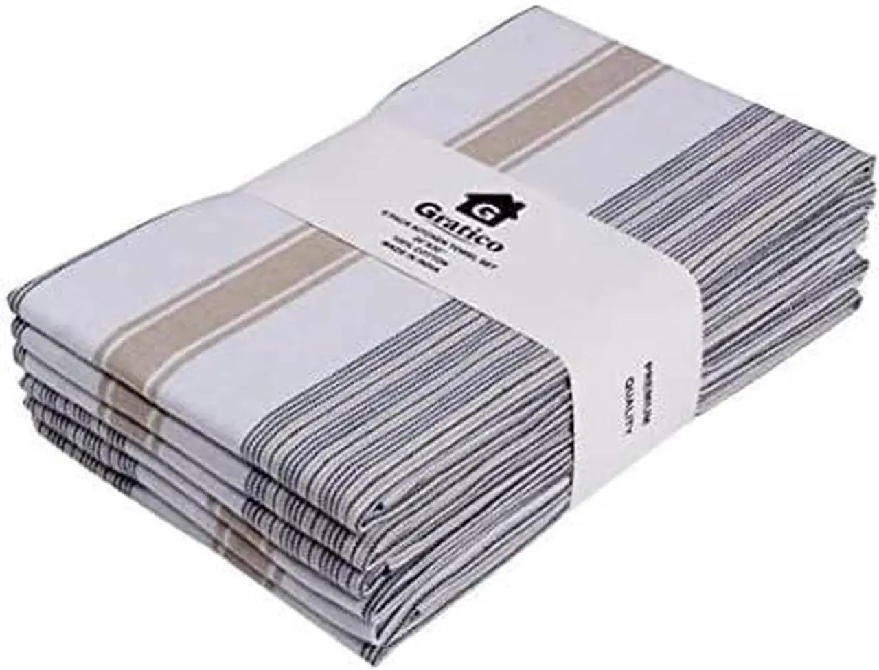 Main image of Premium Kitchen Towels 20x30 in Cotton Dish Towels for Kitchen Grey/Biege Dish Cloths for Washing Dishes Hand Towels for Kitchen Tea Towels & Bar Mops for Kitchen - Set of 6