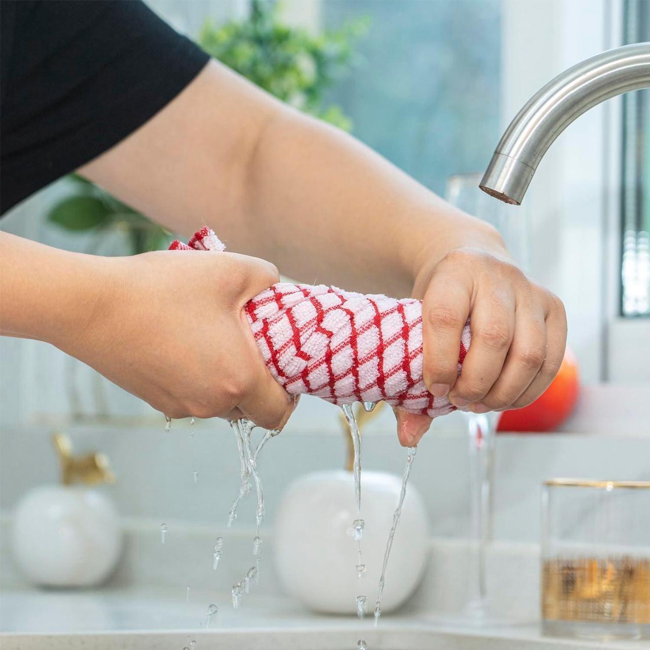 Alt view image 6 of 7 - 100% Cotton Kitchen Towels and Dishcloths Set Set of 18 Kitchen Towels Set 6Pcs 16 x 25 Inches and 12Pcs 12 x 12 Inches Checkered Designed Super Soft and Absorbent Kitchen Towels Sets