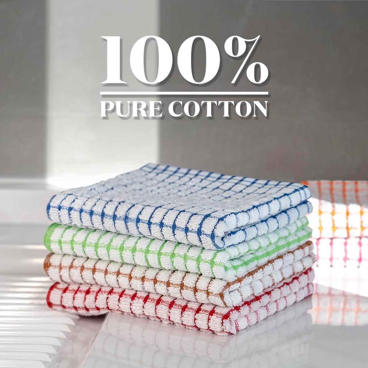 Alt view image 5 of 7 - 100% Cotton Kitchen Towels and Dishcloths Set Set of 18 Kitchen Towels Set 6Pcs 16 x 25 Inches and 12Pcs 12 x 12 Inches Checkered Designed Super Soft and Absorbent Kitchen Towels Sets
