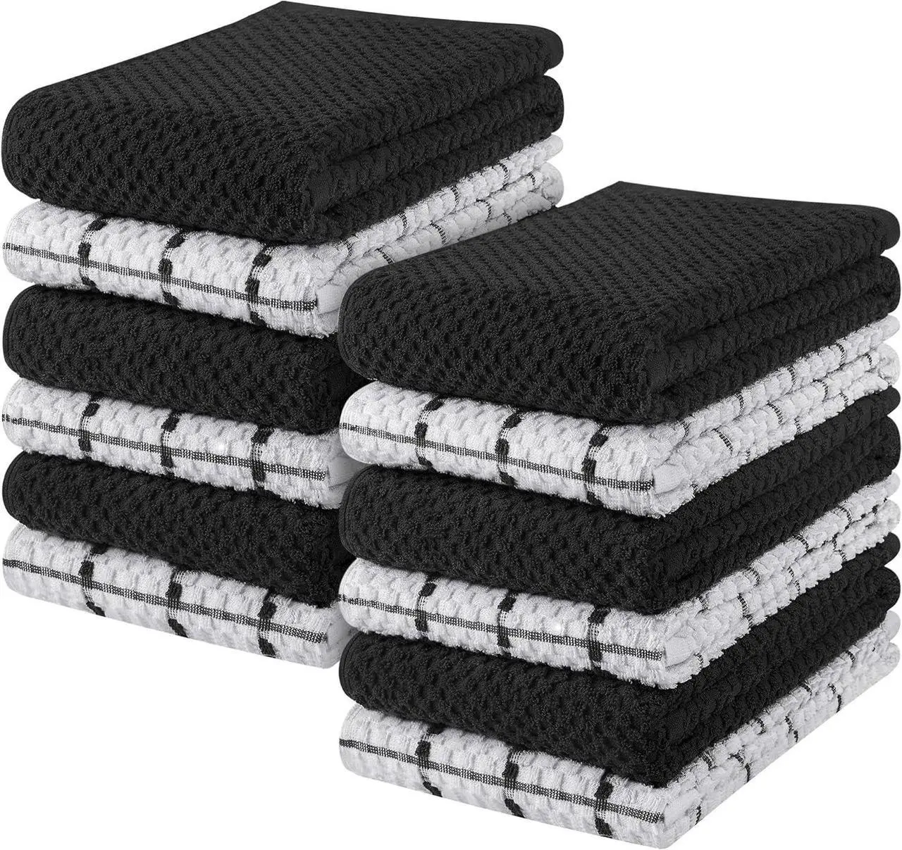 Main image of Utopia Kitchen Towels 12 Pack 15 by 25 Inches 100% Ring Spun Cotton Super Soft and Absorbent Linen Dish Tea and Bar Towels Set Black