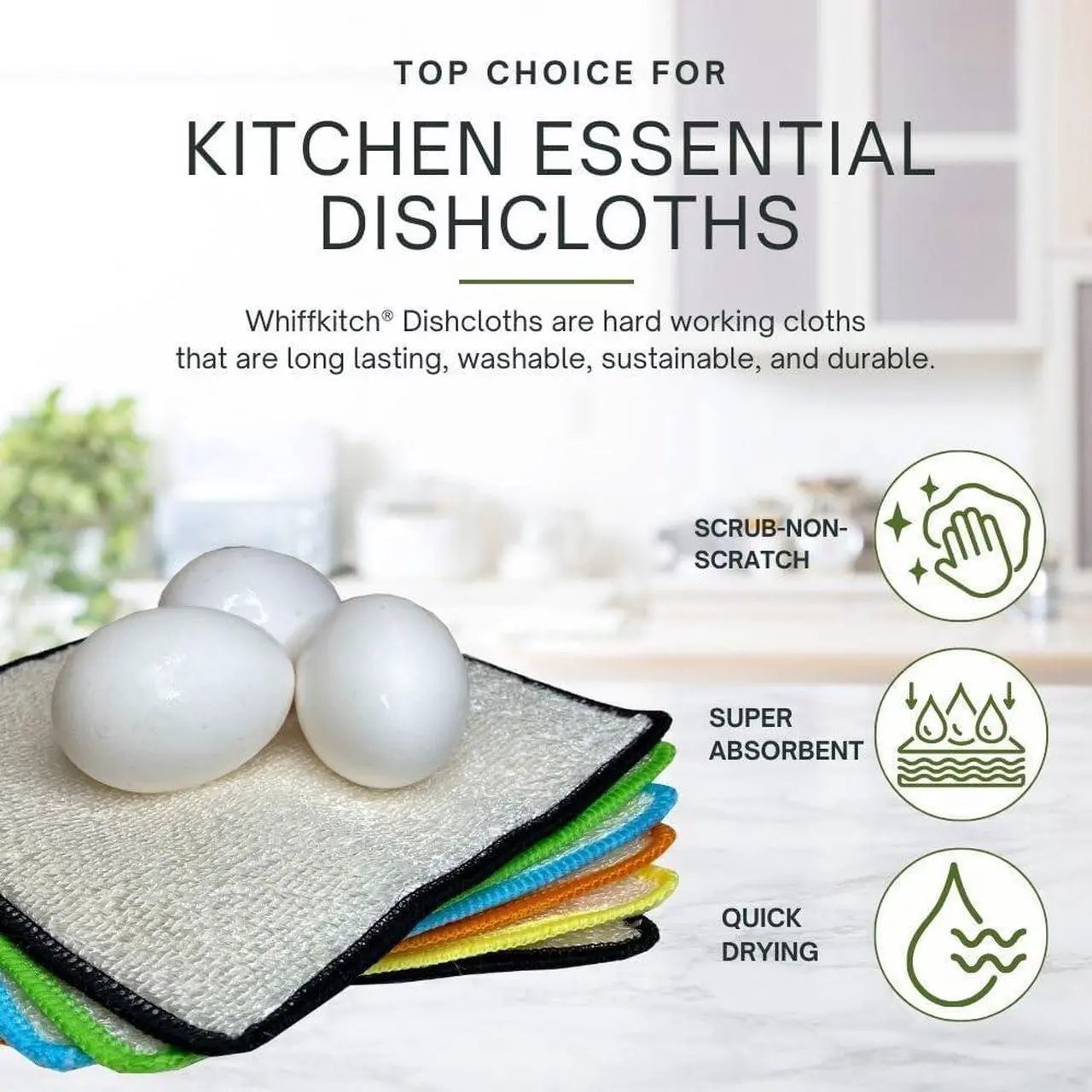 Alt view image 2 of 7 - Dish Cloths & Dish Towels for Kitchen - Reusable Hygienic Quick Drying Durable Kitchen Washcloth Absorbent Scrub-Non-Scratch 6x7 Inches Multi Color 6 Pack