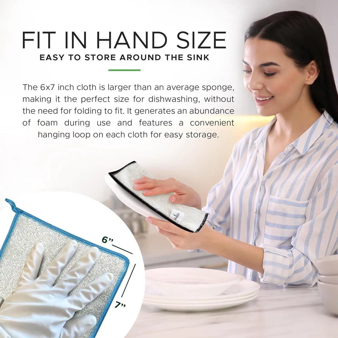 Alt view image 4 of 7 - Dish Cloths & Dish Towels for Kitchen - Reusable Hygienic Quick Drying Durable Kitchen Washcloth Absorbent Scrub-Non-Scratch 6x7 Inches Multi Color 6 Pack
