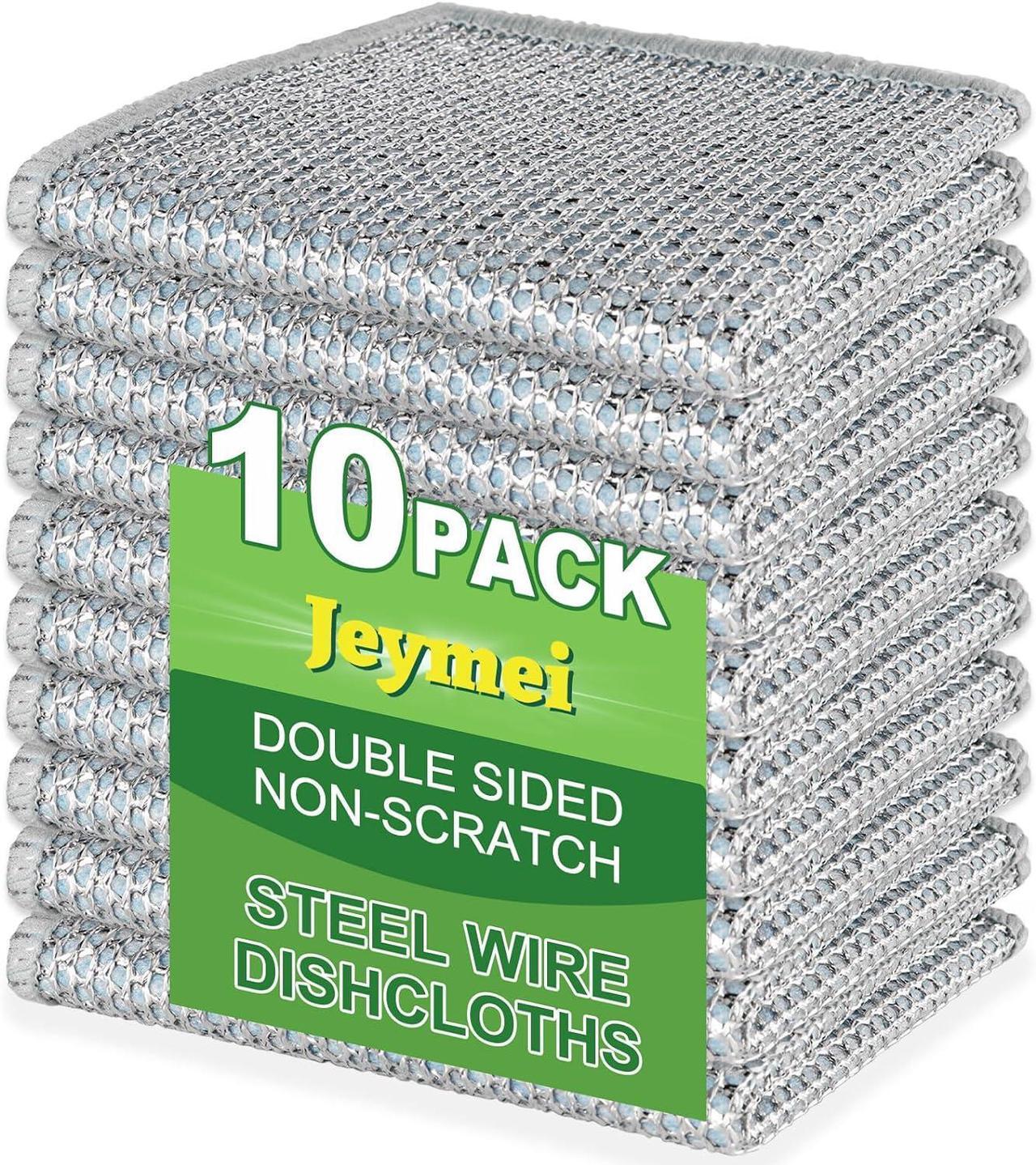 Main image of 10pcs Non Scratch Wire Dishcloth Multipurpose Wire Dishwashing Rag for Wet and Dry Metal Scrubbers for Cleaning Dishes Dual-Sided Kitchen Cleaning Cloth with Mesh Cleaning Tool for Pot Blue