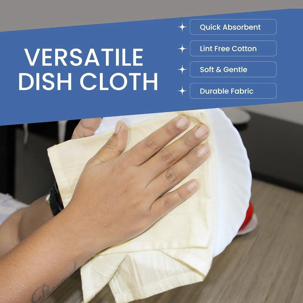 Alt view image 5 of 7 - Dish Cloths Cotton| Kitchen Wash Cloth | Shop Towels Absorbent and Lint Free Flour Sack| Dishcloths for Kitchen Washing Dishes| Thick Absorbent Quick Dry Dish Rags | 12 Pack 13x13 Natural