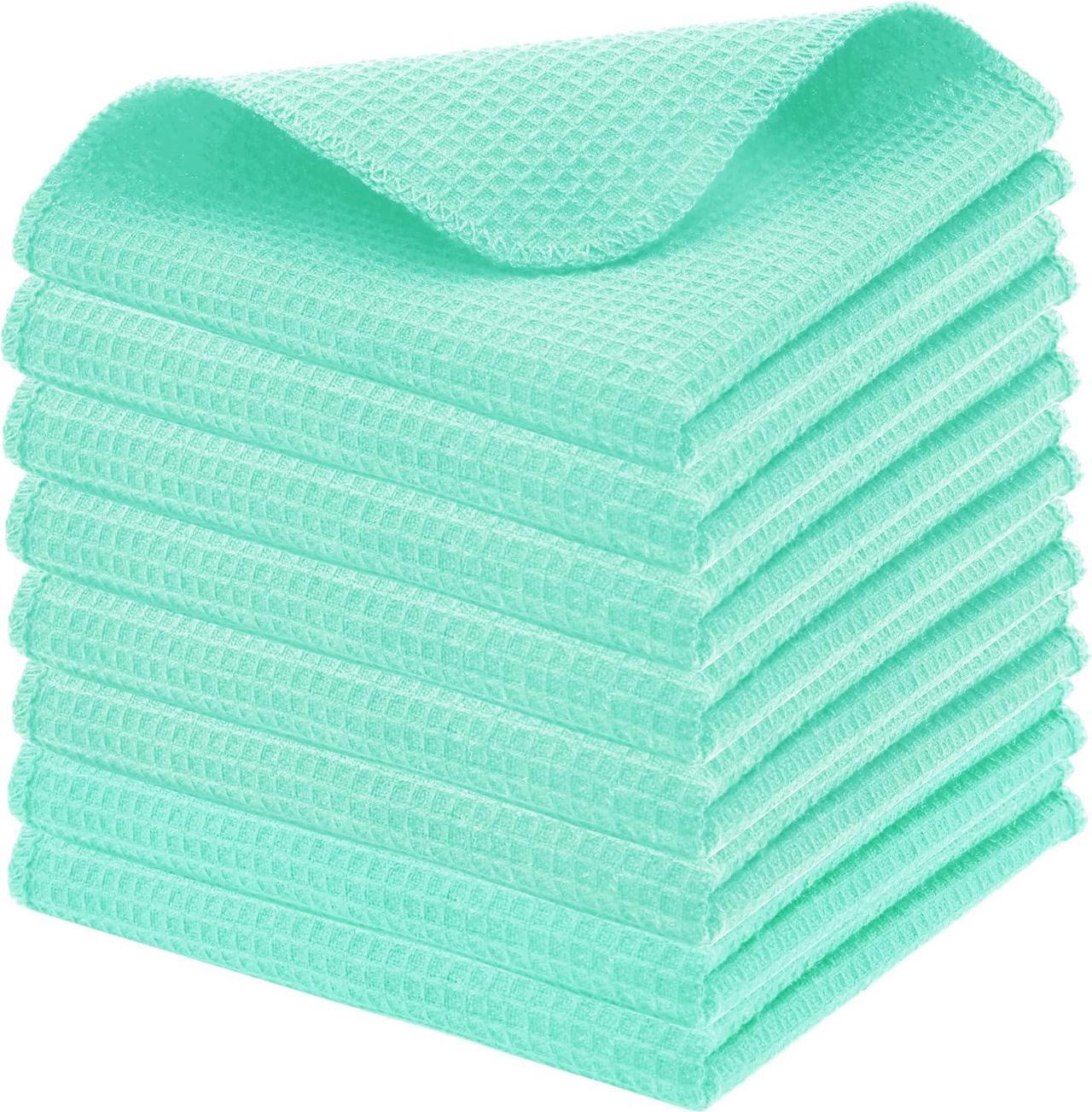 Main image of Dish Cloths and Dish Rags - 8 Pack Waffle Weave Solid Kitchen Dish Wash Cloths 100% Cotton 12 x 12 Inches Ultra Soft Absorbent Quick Drying - Spring Summer Easter - Turquoise