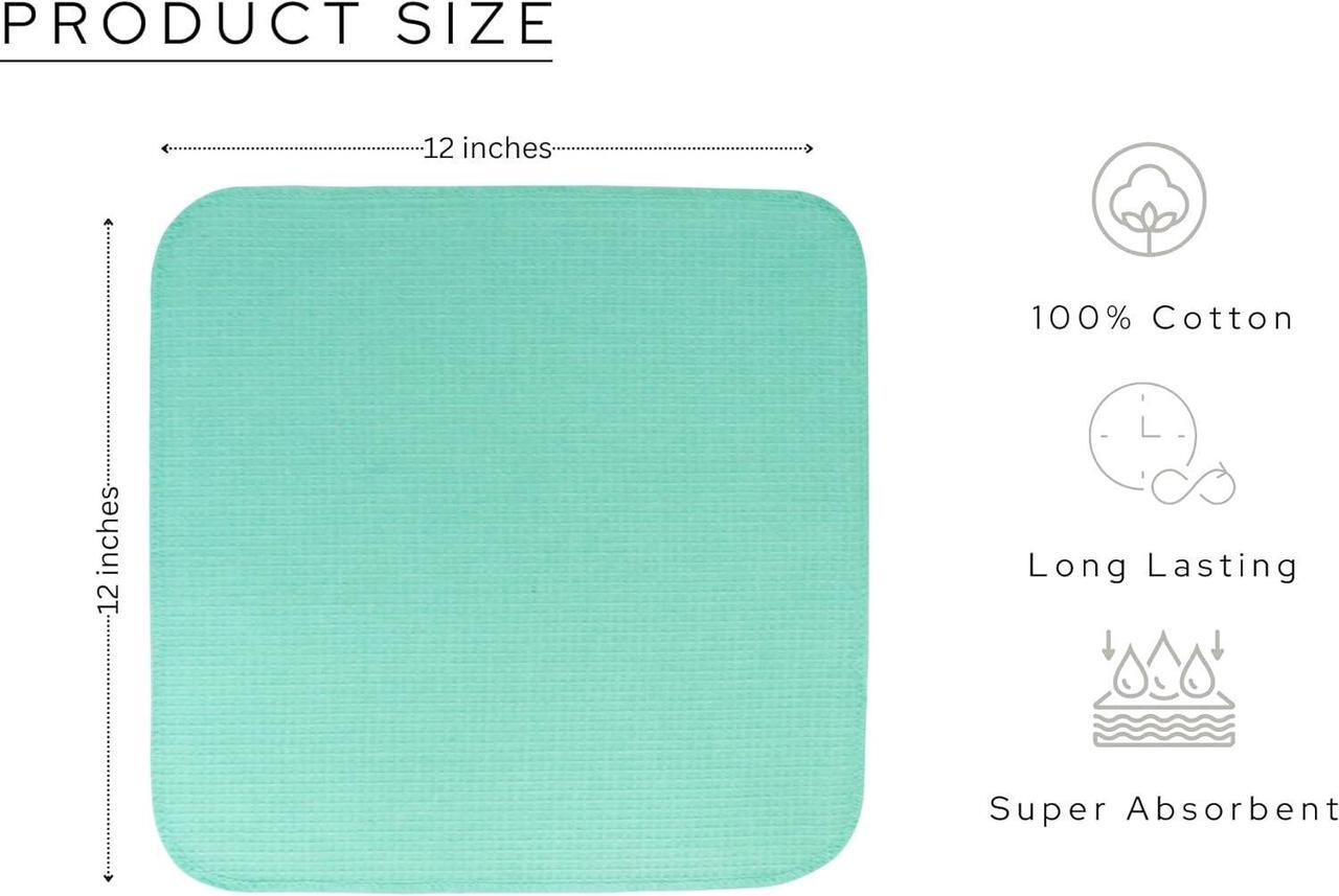 Alt view image 3 of 6 - Dish Cloths and Dish Rags - 8 Pack Waffle Weave Solid Kitchen Dish Wash Cloths 100% Cotton 12 x 12 Inches Ultra Soft Absorbent Quick Drying - Spring Summer Easter - Turquoise
