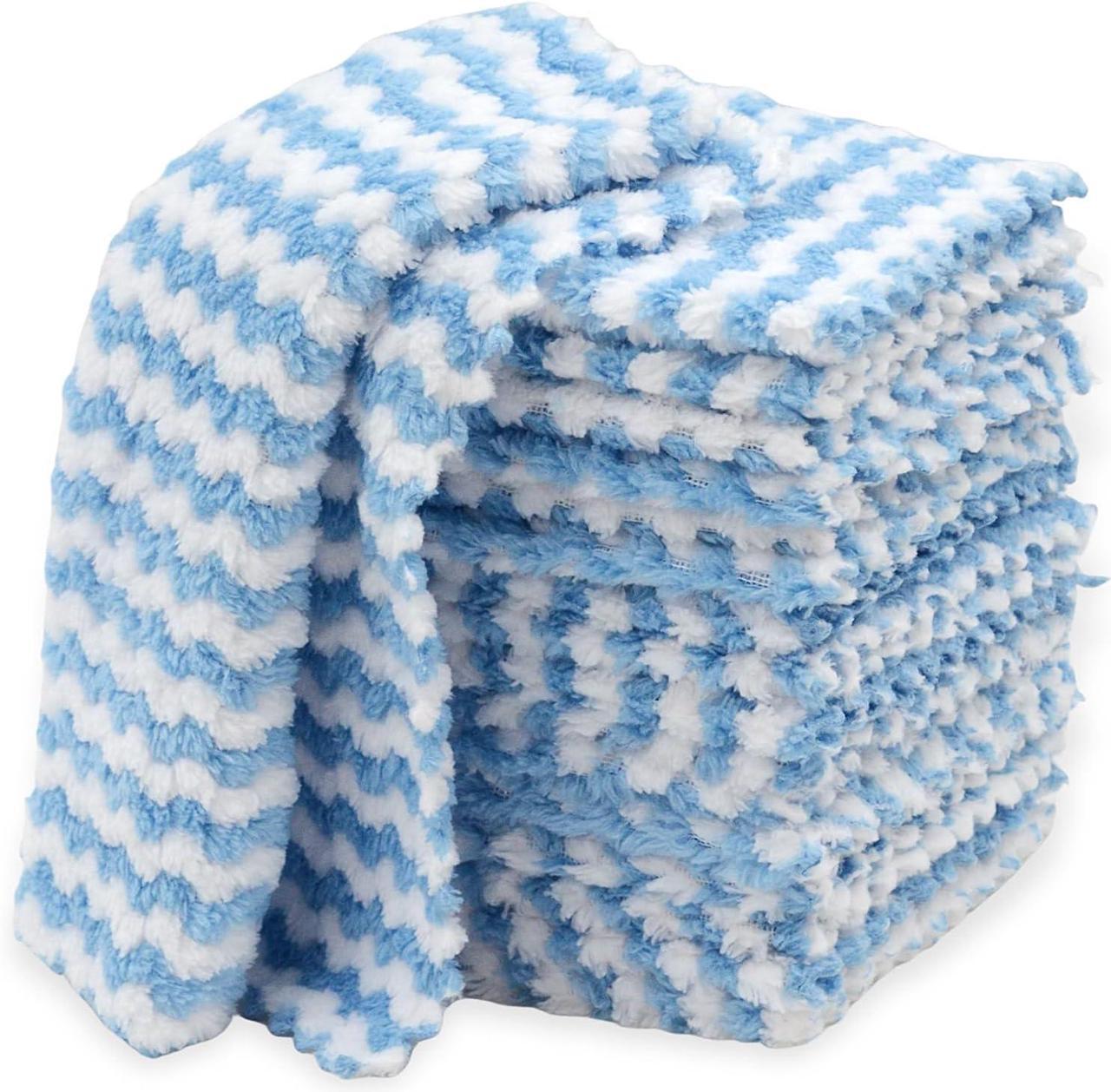 Main image of 10PACK Kitchen Cleaning Cloths Microfiber Dish Cloths: All-Purpose Washing/Soft/Lint Free/Absorbent/Quick Dry Reusable Washable Towels for Bathroom/Car/Glass 10x10 - Blue