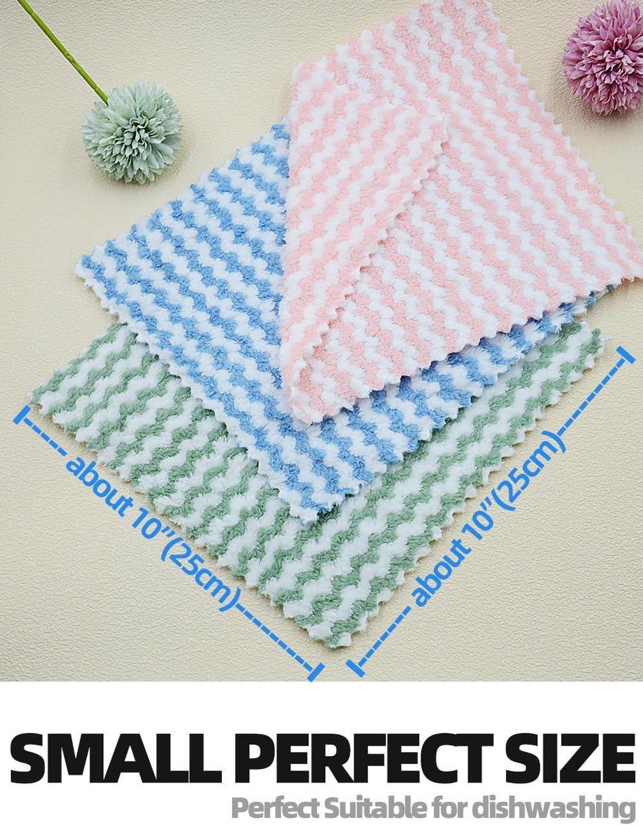 Alt view image 3 of 6 - 10PACK Kitchen Cleaning Cloths Microfiber Dish Cloths: All-Purpose Washing/Soft/Lint Free/Absorbent/Quick Dry Reusable Washable Towels for Bathroom/Car/Glass 10x10 - Blue
