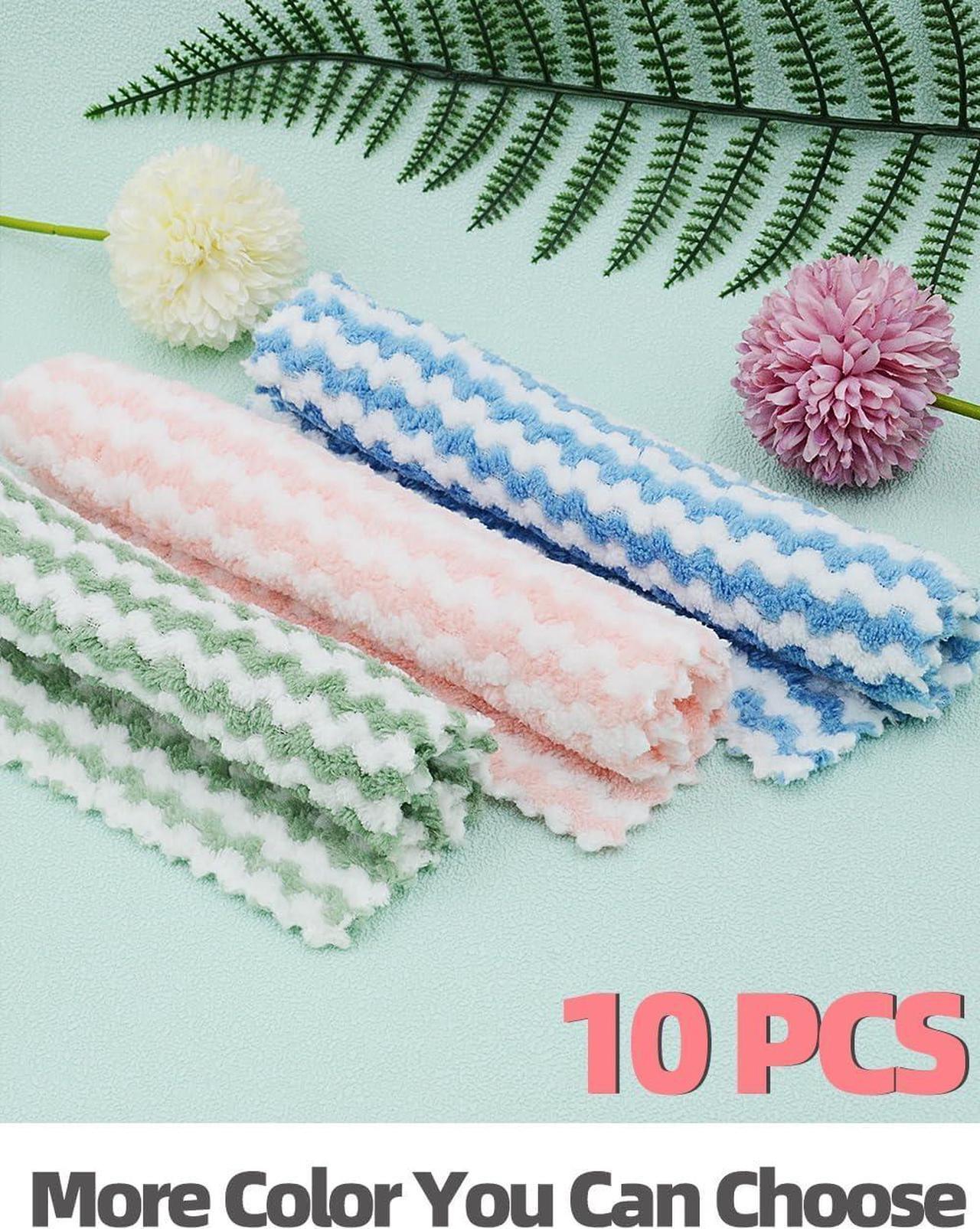 Alt view image 6 of 6 - 10PACK Kitchen Cleaning Cloths Microfiber Dish Cloths: All-Purpose Washing/Soft/Lint Free/Absorbent/Quick Dry Reusable Washable Towels for Bathroom/Car/Glass 10x10 - Blue