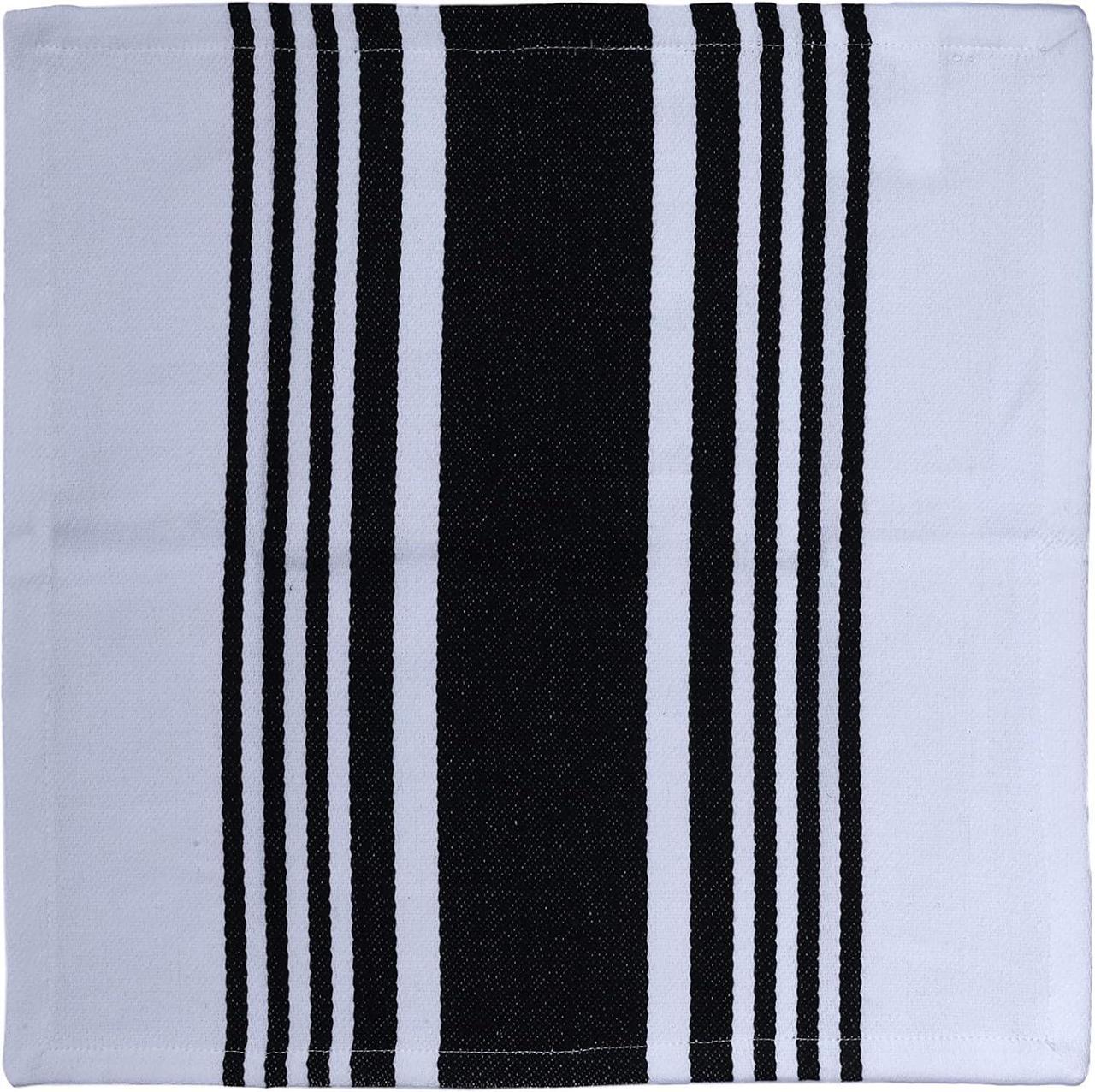 Alt view image 4 of 5 - Dish Cloth Set of 8 Black White Stripes 12X12 Inches Premium Soft Cotton Highly Absorbent Quick Drying Super Soft Dish Towels with Hanging Loop Kitchen Wash Cloths for Dishes
