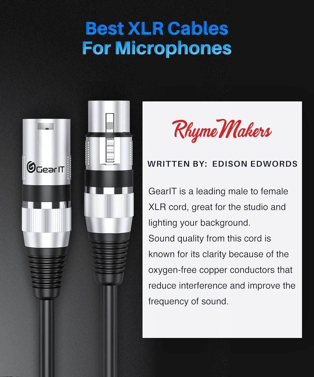 Alt view image 6 of 7 - XLR to XLR Microphone Cable (1 Feet 2 Pack) XLR Male to Female Mic Cable 3-Pin Balanced Shielded XLR Cable for Mic Mixer Recording Studio Podcast - Black 1Ft 2 Pack