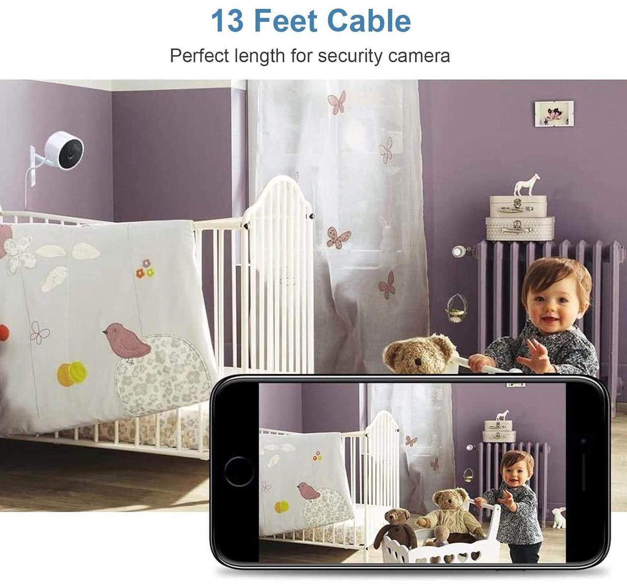 Alt view image 7 of 7 - Charger Cord Replacement for Wyze Cam v3 Nest Yi Dome Arlo Q Camera Blink Ring Mini Cam - 12 ft Micro USB Cable Power