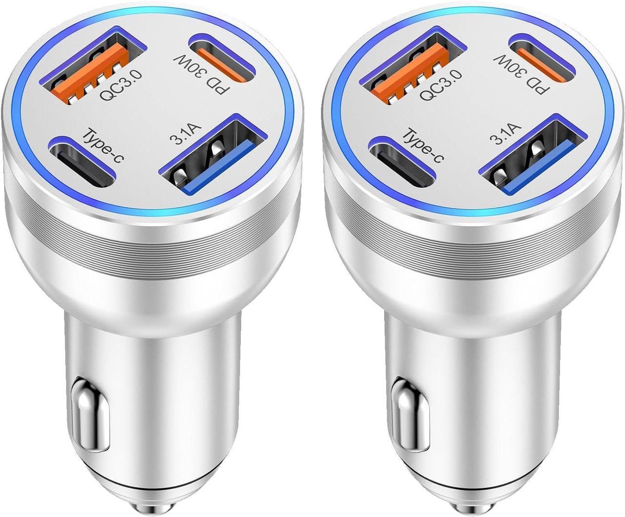 Main image of USB C Car Charger Fast Charging 2 Pack 4-Ports 65W Fast USBC Car Phone Charger Cigarette Lighter Adapter PD&QC3.0 Type C Car Charger Adapter for iPhone 16/15/14/13/12/11/Pro Max iPad  Galaxy