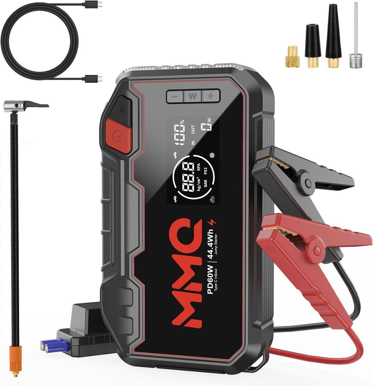 Main image of 4-in-1 Multifunctional Jump Starter - 12000mAh Car Battery Charger Power Bank Air Compressor LED Light - 2400A Peak Current (Without EV Zipper Bag)