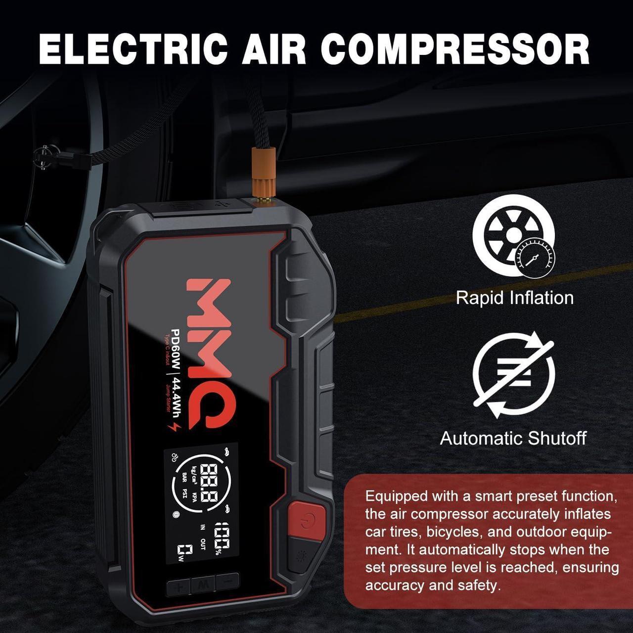 Alt view image 5 of 7 - 4-in-1 Multifunctional Jump Starter - 12000mAh Car Battery Charger Power Bank Air Compressor LED Light - 2400A Peak Current (Without EV Zipper Bag)
