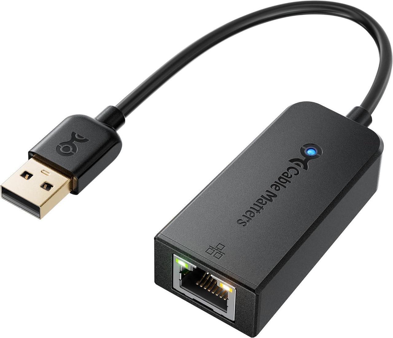 Main image of Cable Matters Plug & Play USB to Ethernet Adapter with PXE, MAC Address Clone Support (Ethernet to USB 2.0 Adapter, Ethernet Adapter for Laptop) Supporting 10/100 Mbps Ethernet Network