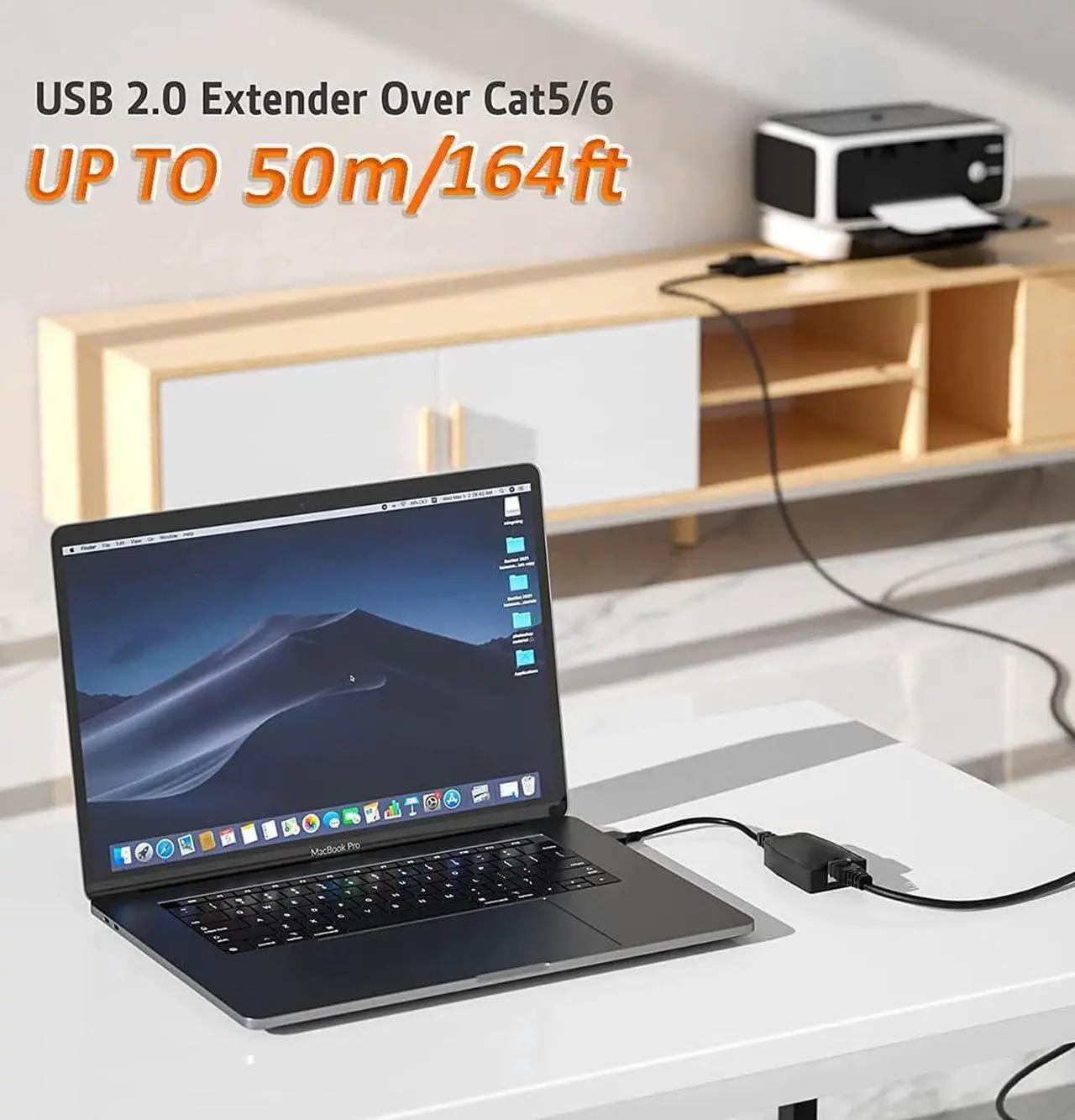 Alt view image 2 of 7 - USB Over Ethernet Extender to Rj45 Adapter for Cat 6/6e/5/5e UP to 50m/164ft, USB to Ethernet Adapter for Laptop, Compatible with Computers, Mobile Phones, Keyboards, U Disks, Printers