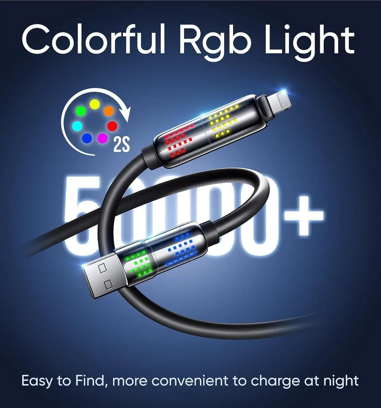Alt view image 5 of 7 - 240W 4 in 1 USB C Cable USB Charging Cable with Breathing Light Fast Charging & Data Sync Silicone Multi Charging Cable for iPhone iPad  Laptop Multi Device Charging 4FT (Black)