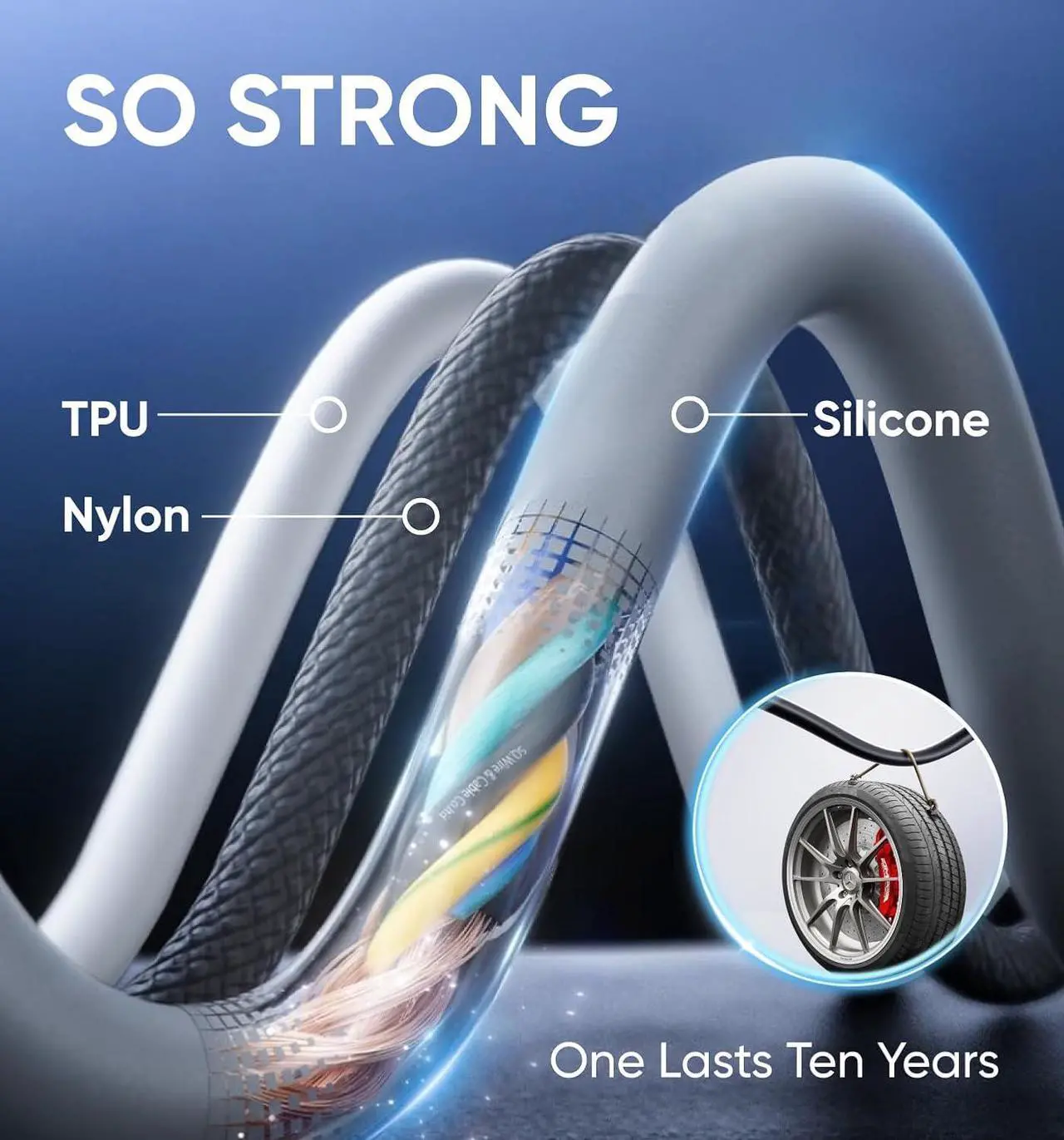 Alt view image 7 of 7 - 240W 4 in 1 USB C Cable USB Charging Cable with Breathing Light Fast Charging & Data Sync Silicone Multi Charging Cable for iPhone iPad  Laptop Multi Device Charging 4FT (Black)