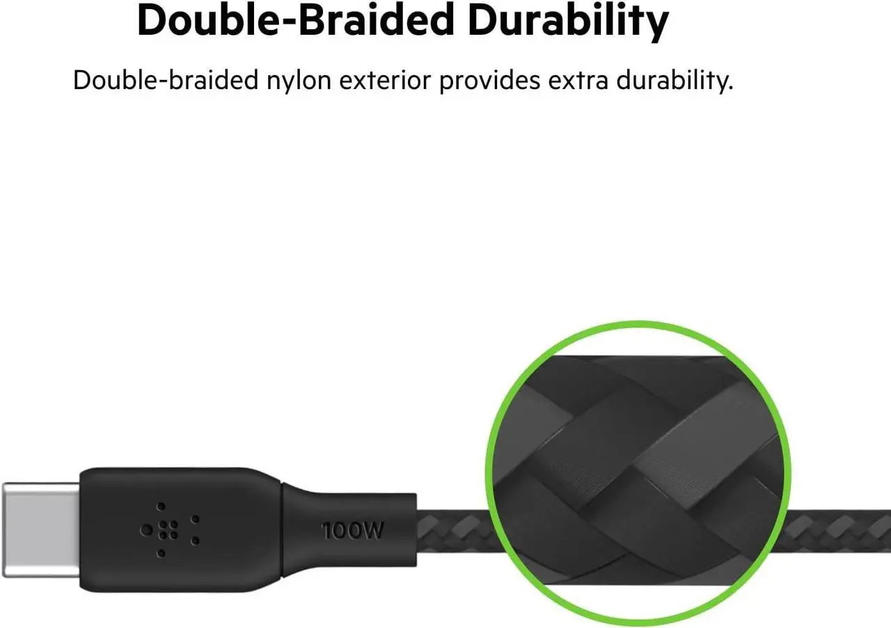 Alt view image 4 of 7 - USB-C to USB-C Cable BoostCharge Braided Power Cable (2M 6.6ft) Fast Charging Cable w/ 100W Power Delivery USB-IF Certified for iPhone 16 MacBook Chromebook  Galaxy & More - Black